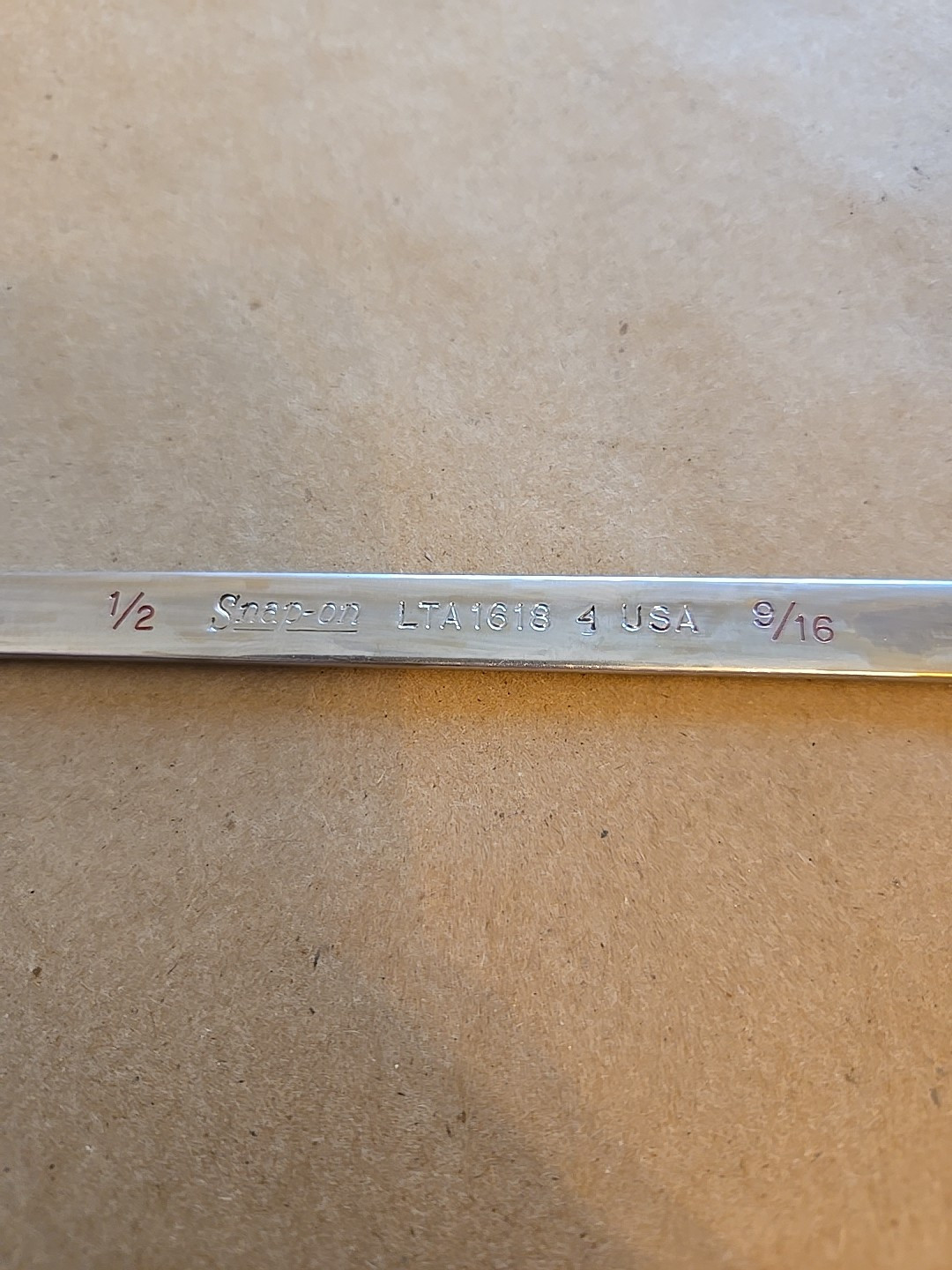 Snap On 1/2″-9/16″ SAE Chrome Low Torque Slime Line Open End Wrench LTA1618