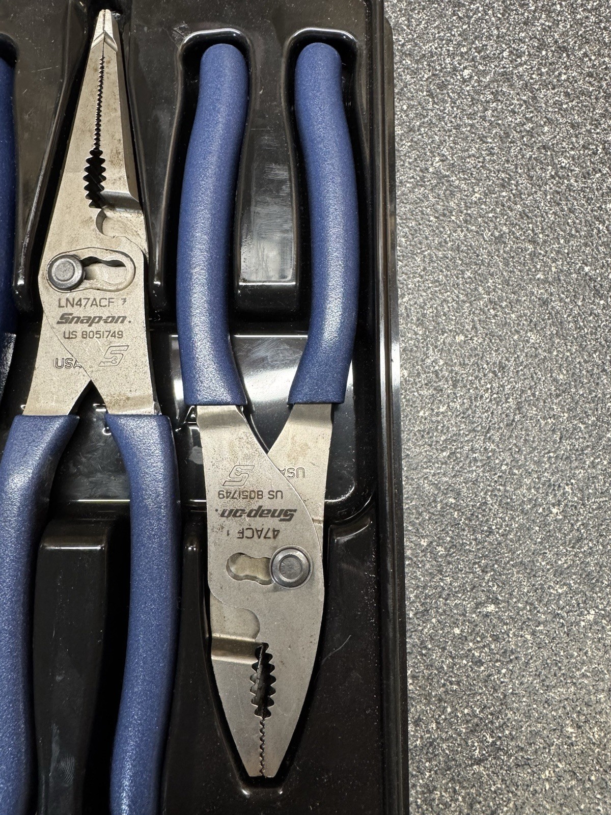 Snap-on PL347ACFMB POWER BLUE 3pc Soft Grip Slip Joint Pliers Set USA