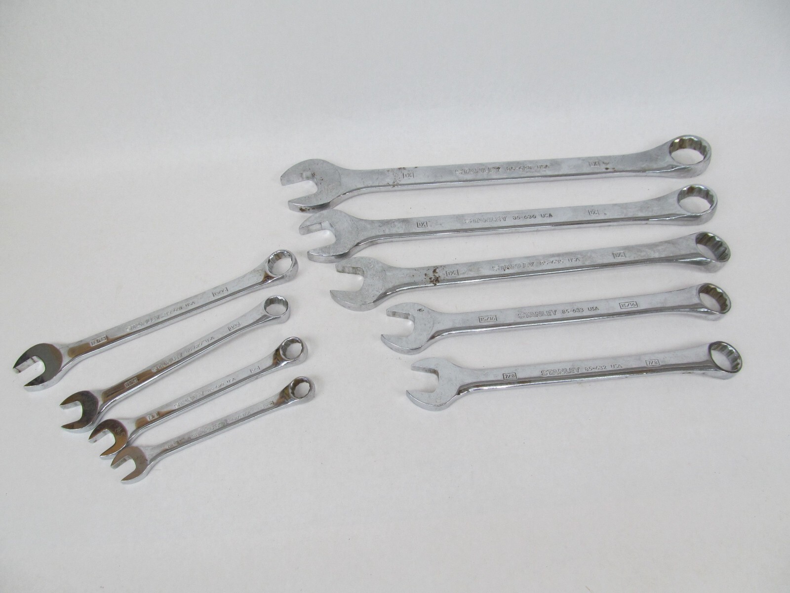 Lot of 9 Large Stanley USA Combination Wrenches 9/16 to 1-1/4