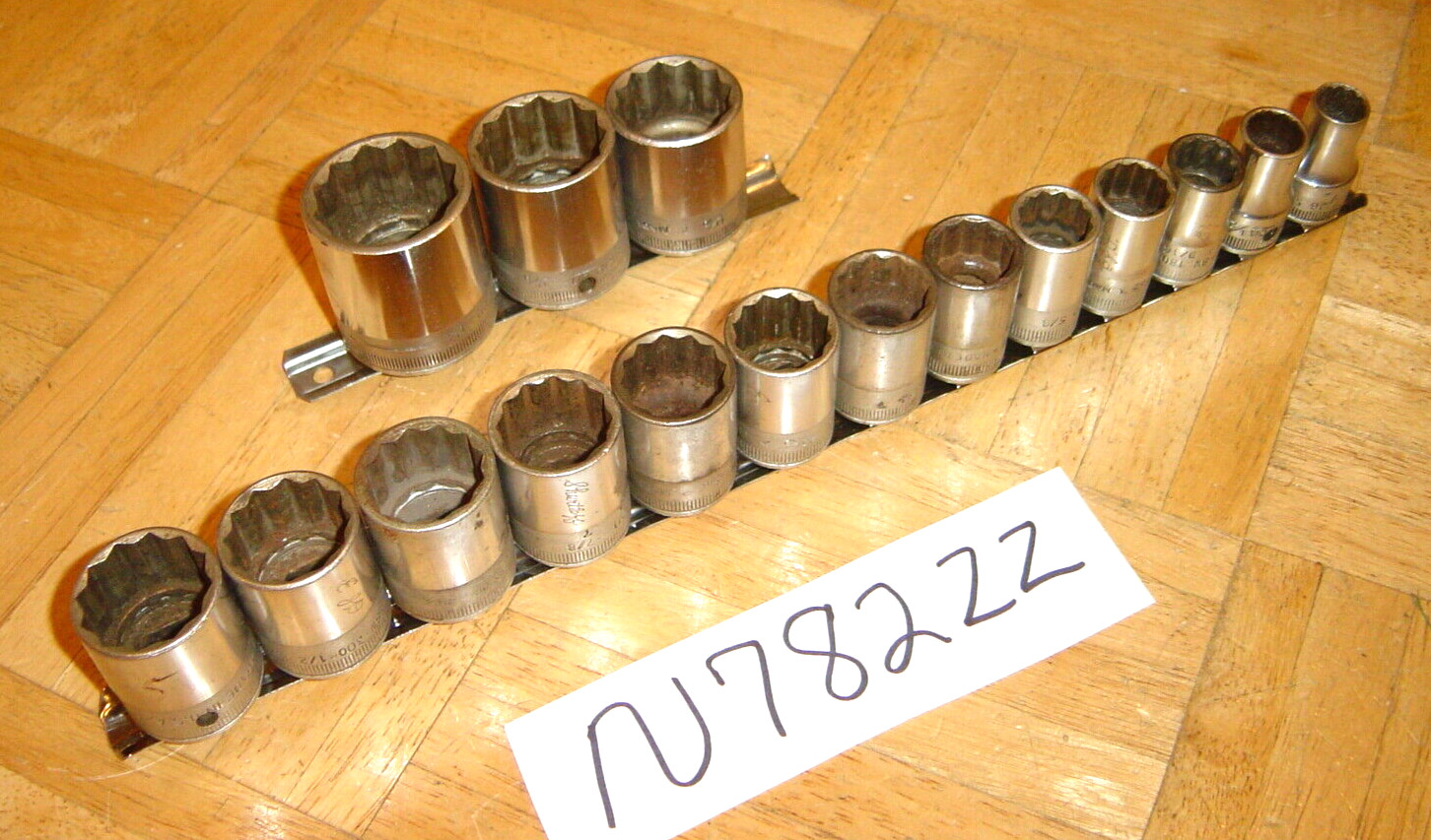 SNAP-ON TOOLS 16 PIECE 1/2 DRIVE SAE. SHORT SOCKET SET 7/16-1-1/4 1947 DATE CODE