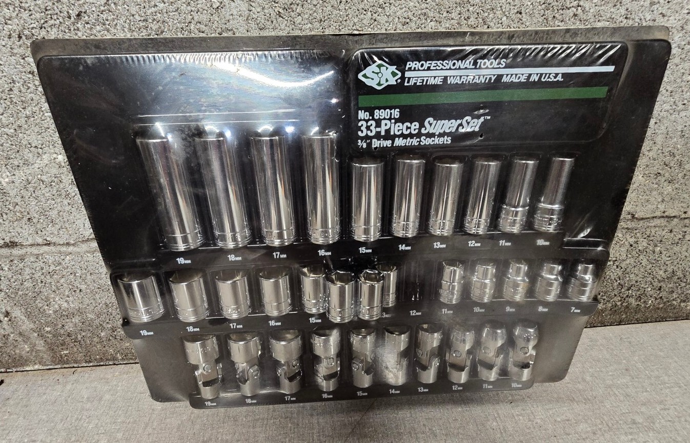 SK Professional Tools 3/8″ Drive Bit Metric Socket Set, 33 Pieces USA 89016 NEW