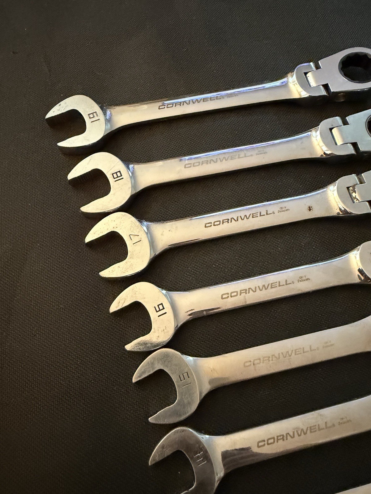 Cornwell Tools Metric Flex Ratcheting Combination 9 Piece Wrench Set CRW12MSFA