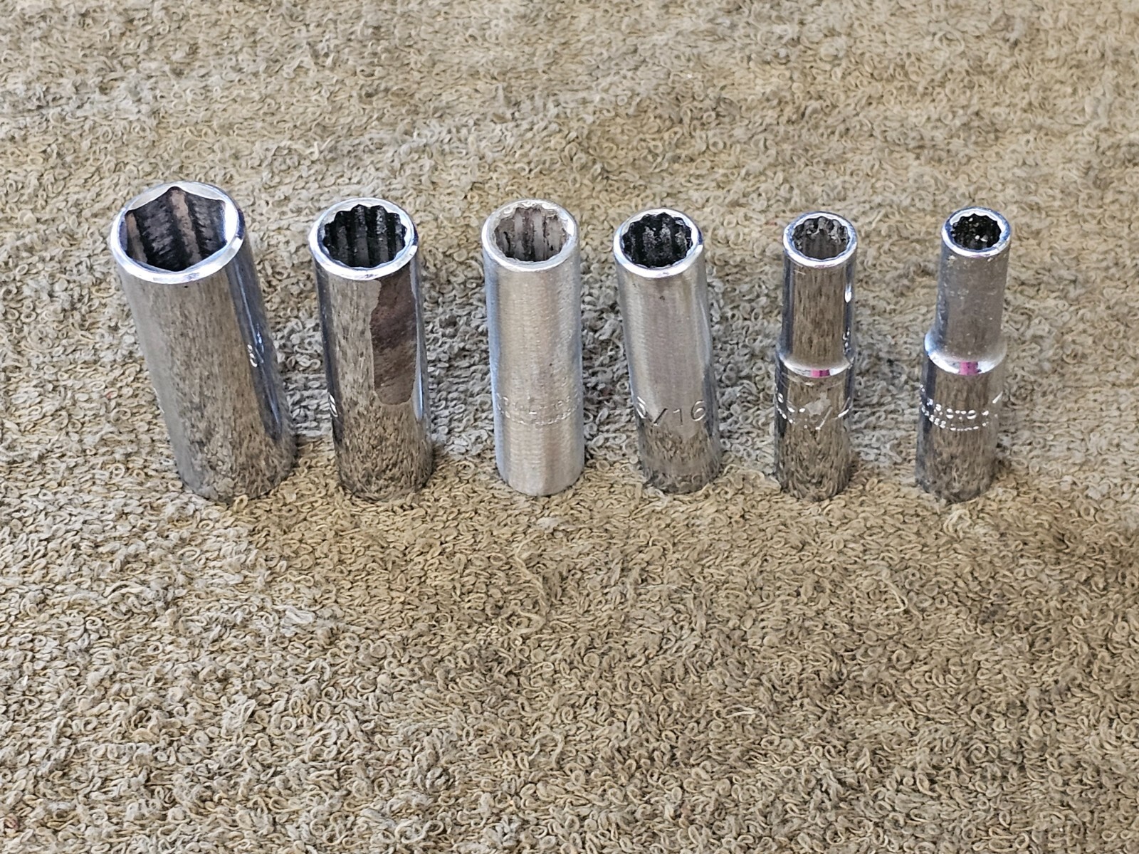 6 Proto Professional Deep Well Long Socket 1/4″ Drive Sae Set 1/2 3/8 5/16 4710L