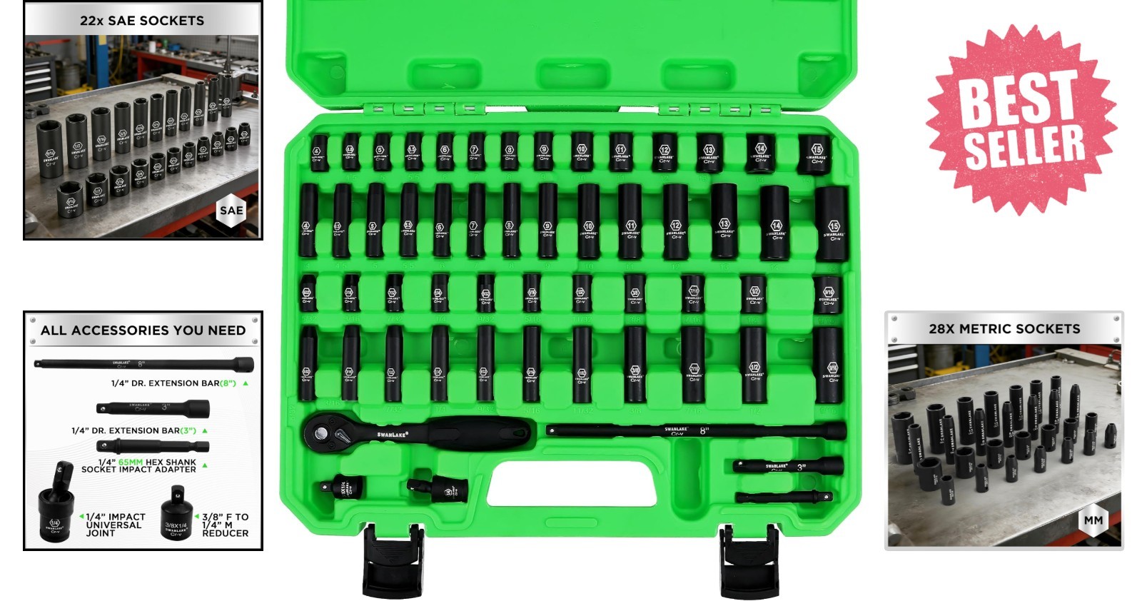 Versatile 56-Piece Socket Set with 1/4-Inch Drive – Ideal for Professionals
