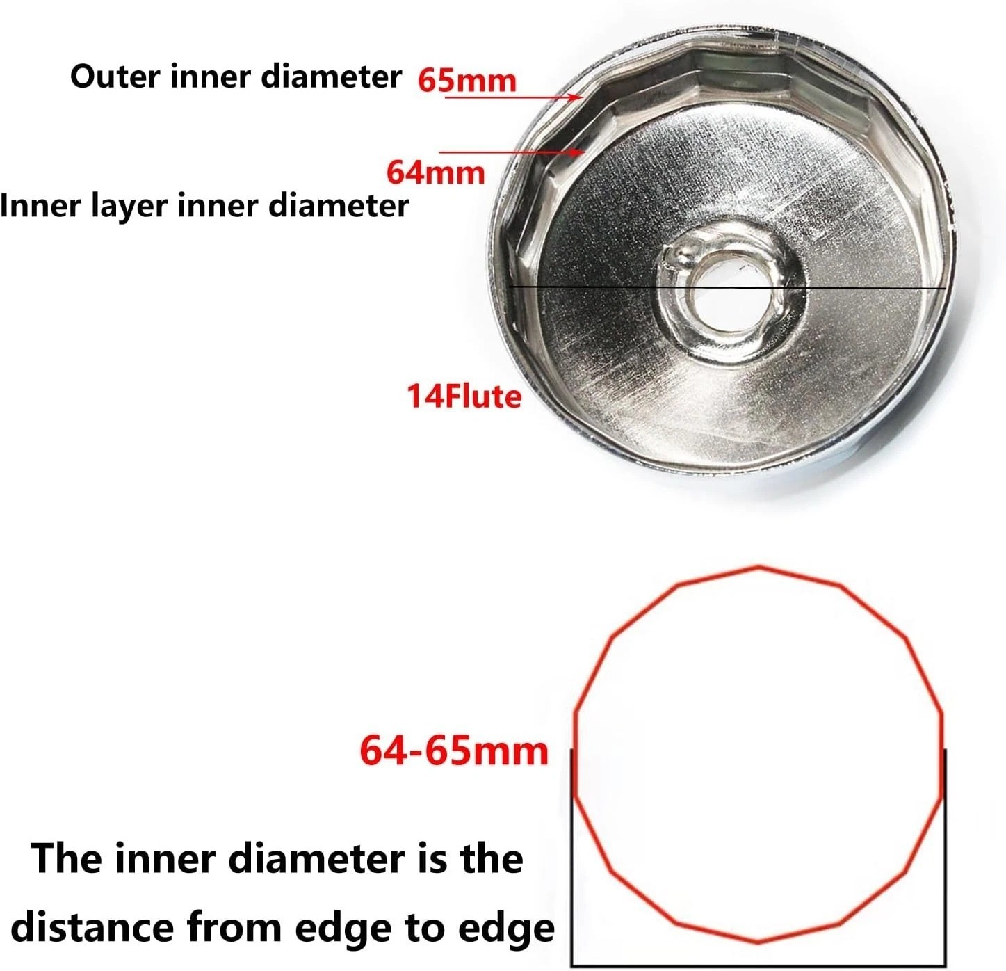 64MM-65MM 14Flute Oil Filter Wrench Tool 07AAA-PLCA100 Socket For Honda Acura CR
