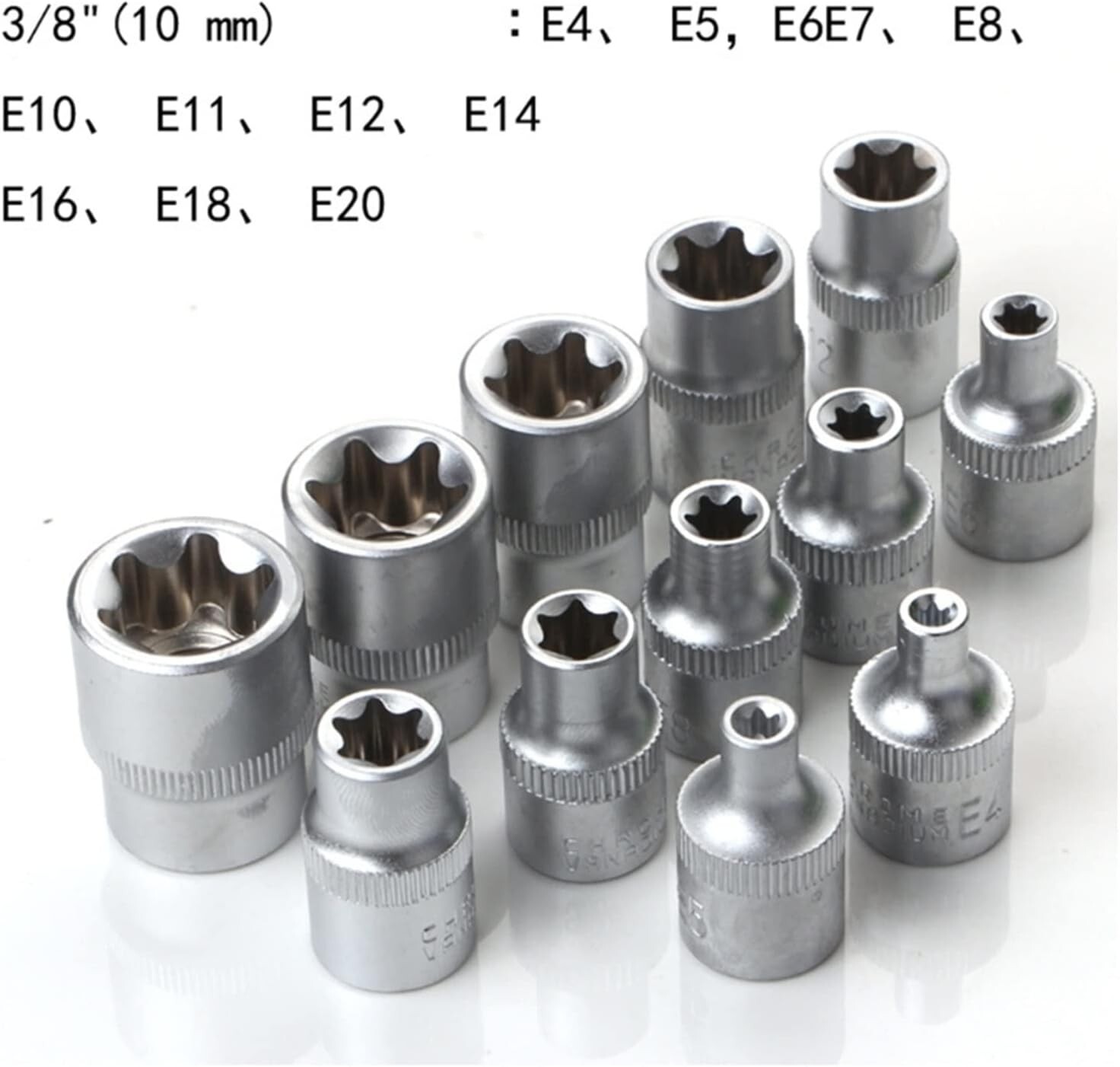 NEW 34pcs Torx Star Sockets & Bit Set Male Female E-torx Security Bits 3/8 Drive