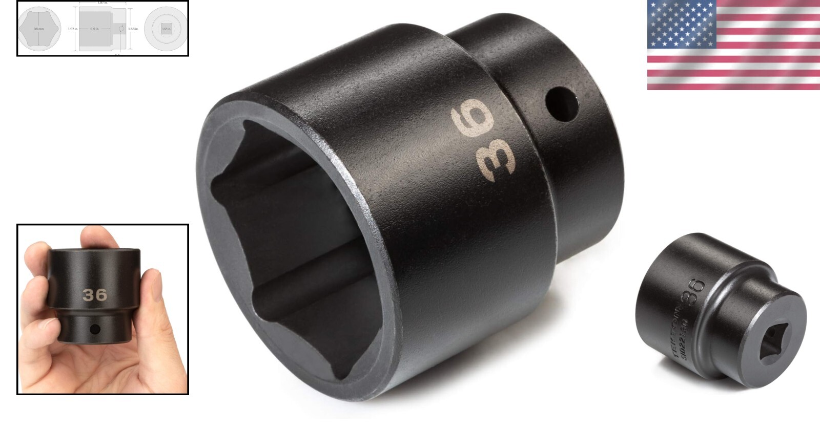 Robust 6-Point 36mm Socket – Perfect Fit for Hex Fasteners, ANSI Compliant