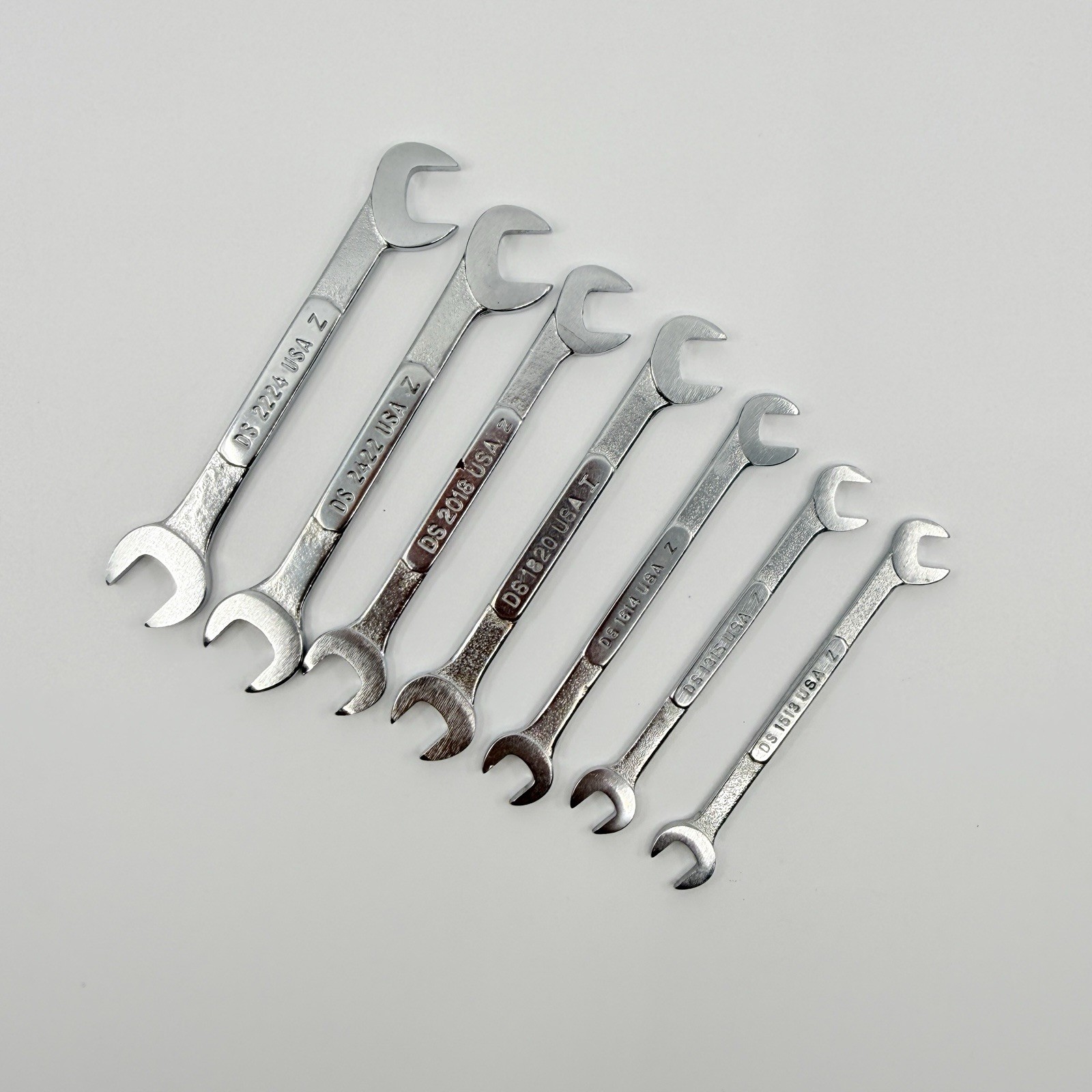 Vintage Snap-on 7 Pc DS SAE Ignition 4-Way Angle Head Open End Wrench Set USA