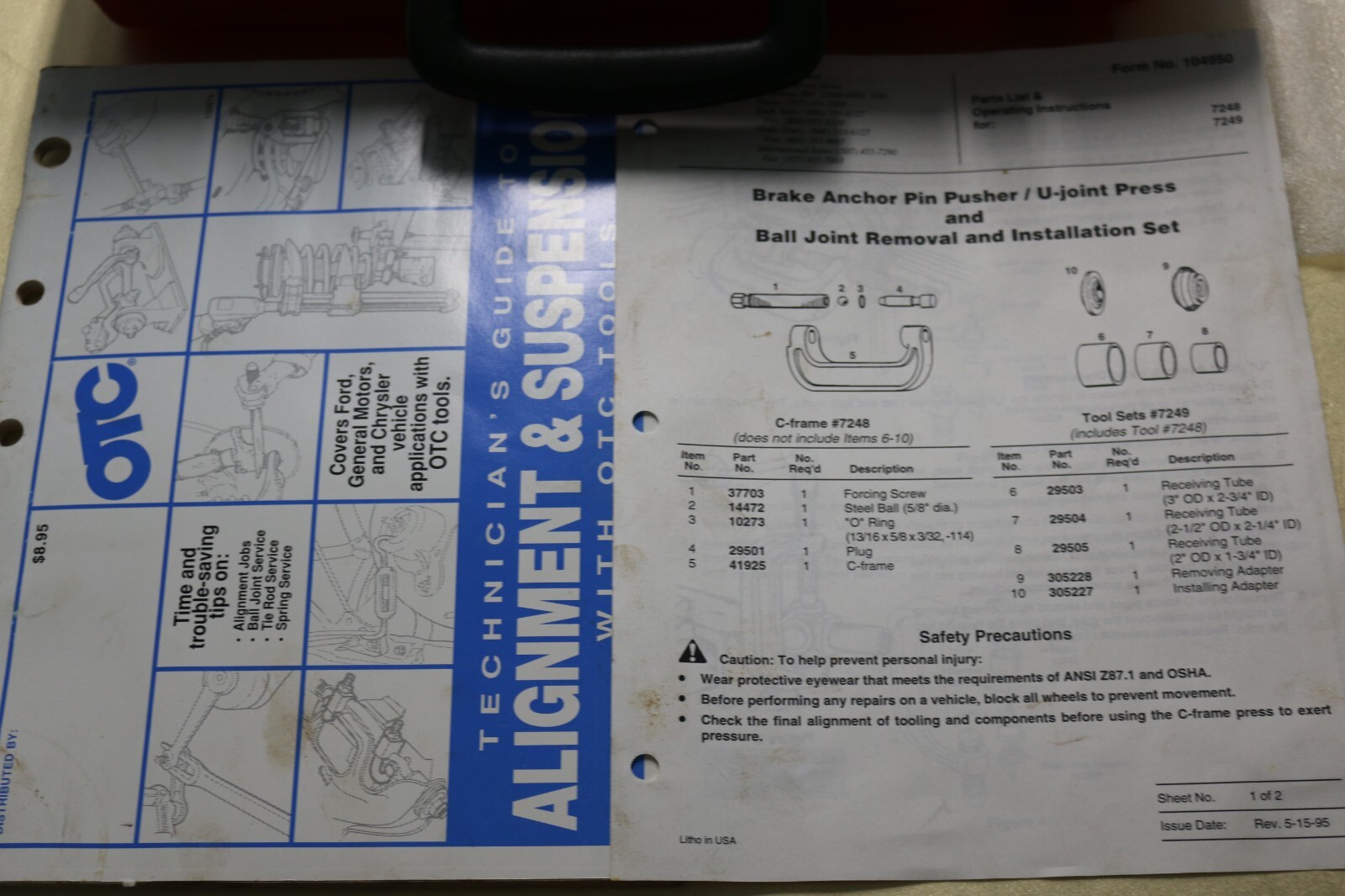ATD-8699 mechanic’s specialty tool DELUXE BALL JOINT SERVICE / REPAIR SET