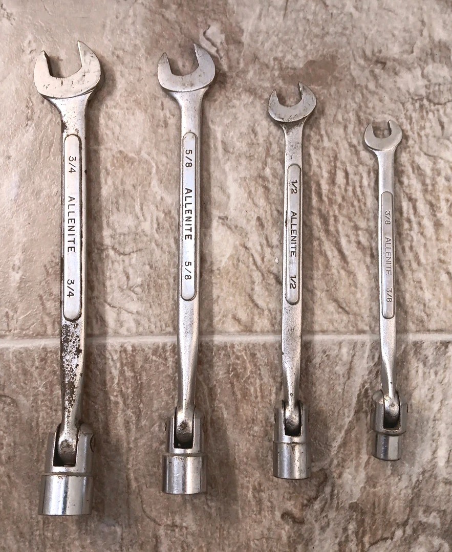 Lot Of 4 Allenite Japan Flex Head Socket Open End Combination Wrench Vintage