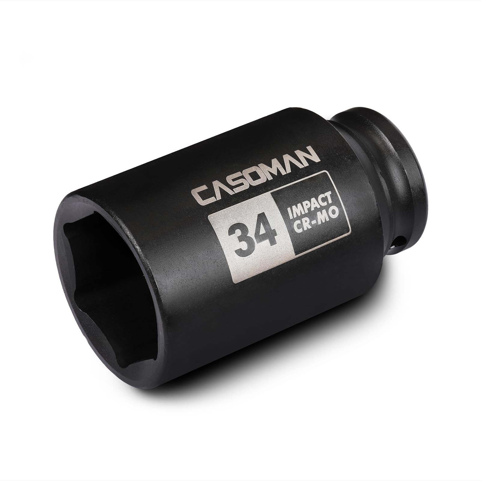CASOMAN 1/2″ Drive x 34 mm Deep 6 PT Impact Socket, CR-MO, 34 (Deep)