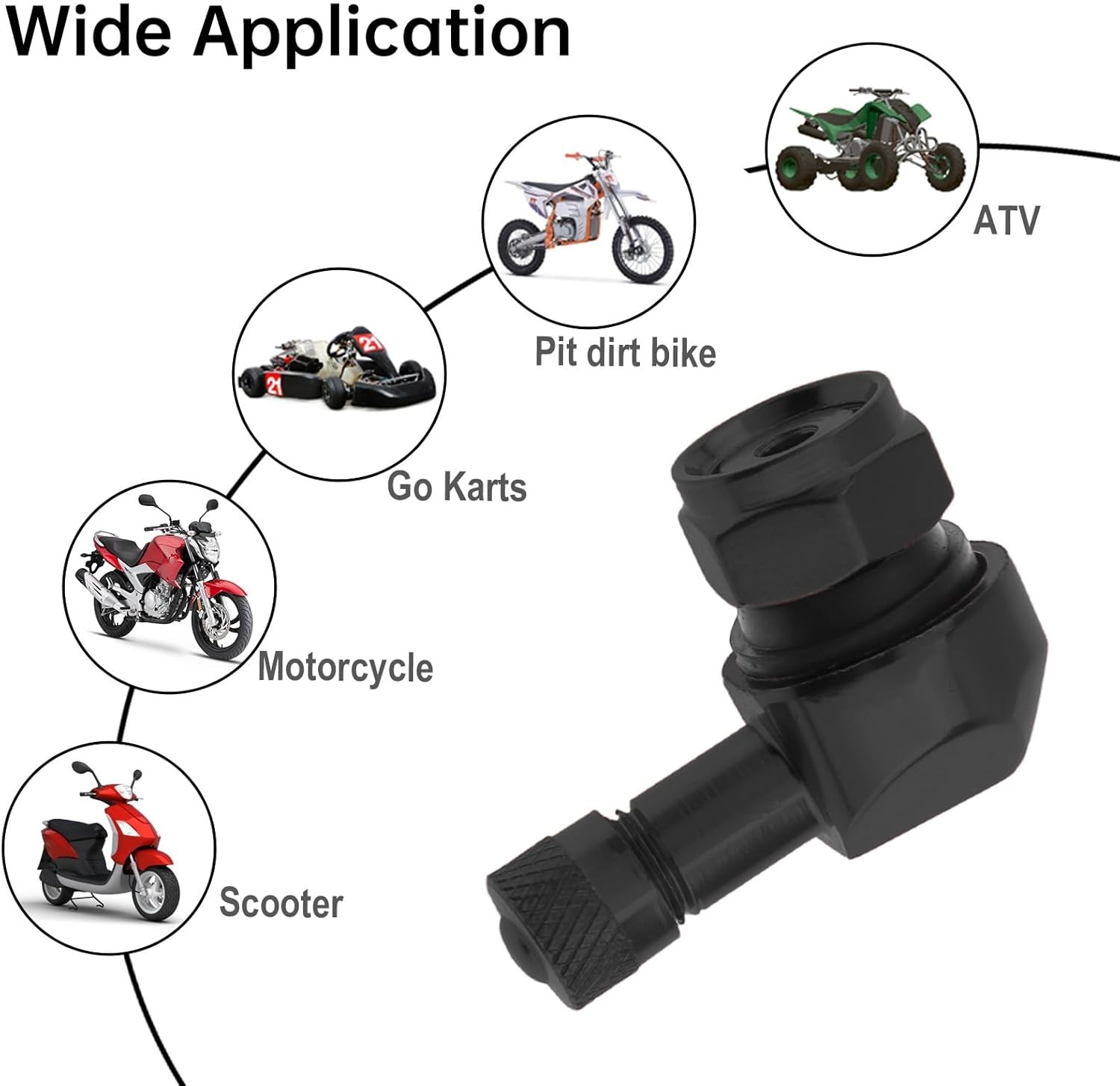 2PC CNC Motorcycle 90 Degree Angle Wheel Tire Stem Tubeless Valve Aluminum Alloy