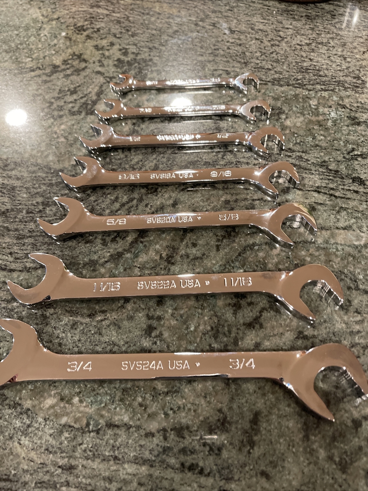Snap On svs807a 3/8-3/4″ 7 pc flank drive plus four way angle head wrench set