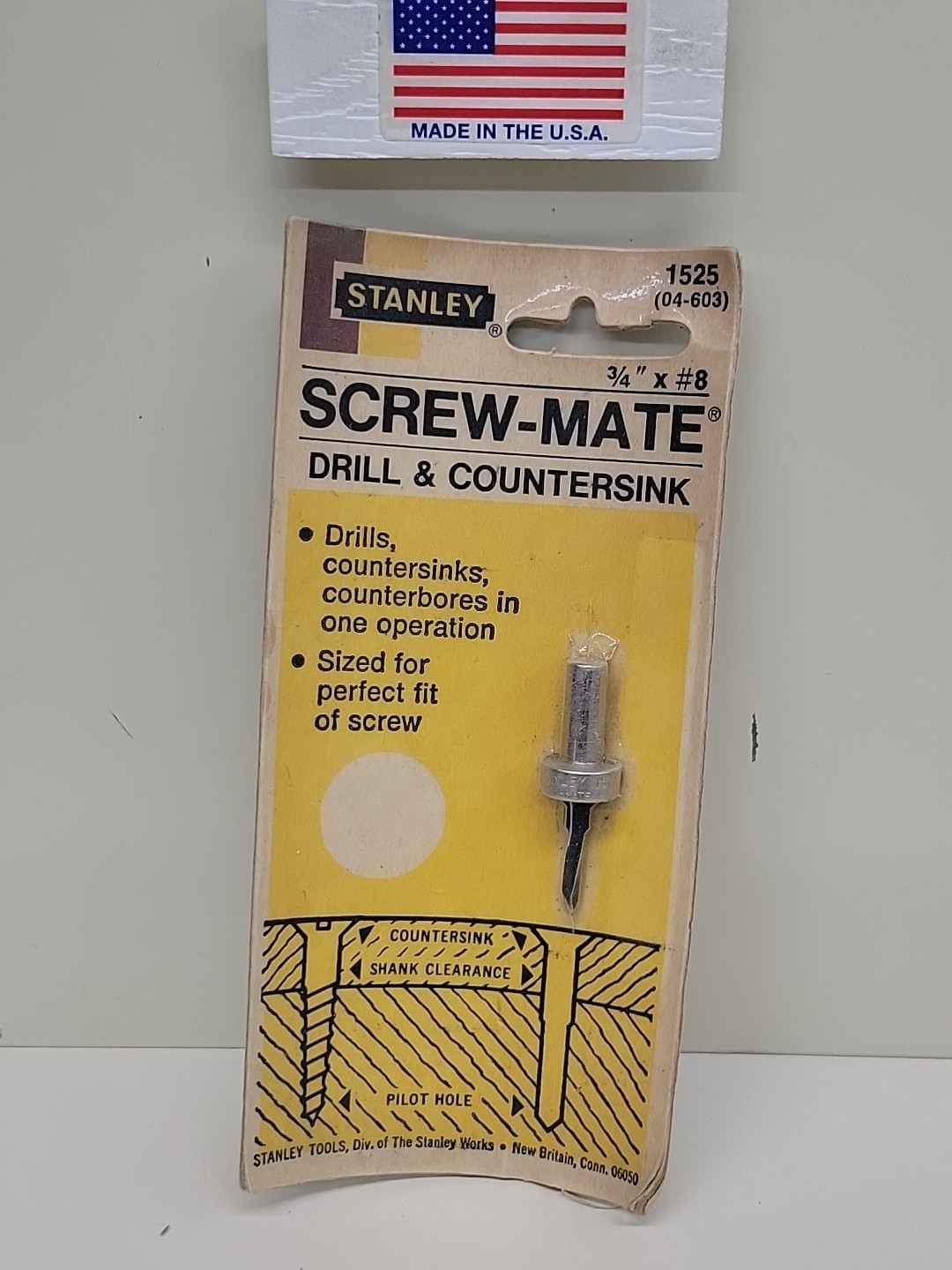 Stanley 04-603 Screw-Mate Drill & Countersink 1525 #04-603 3/4 x 8 #8 USA NOS