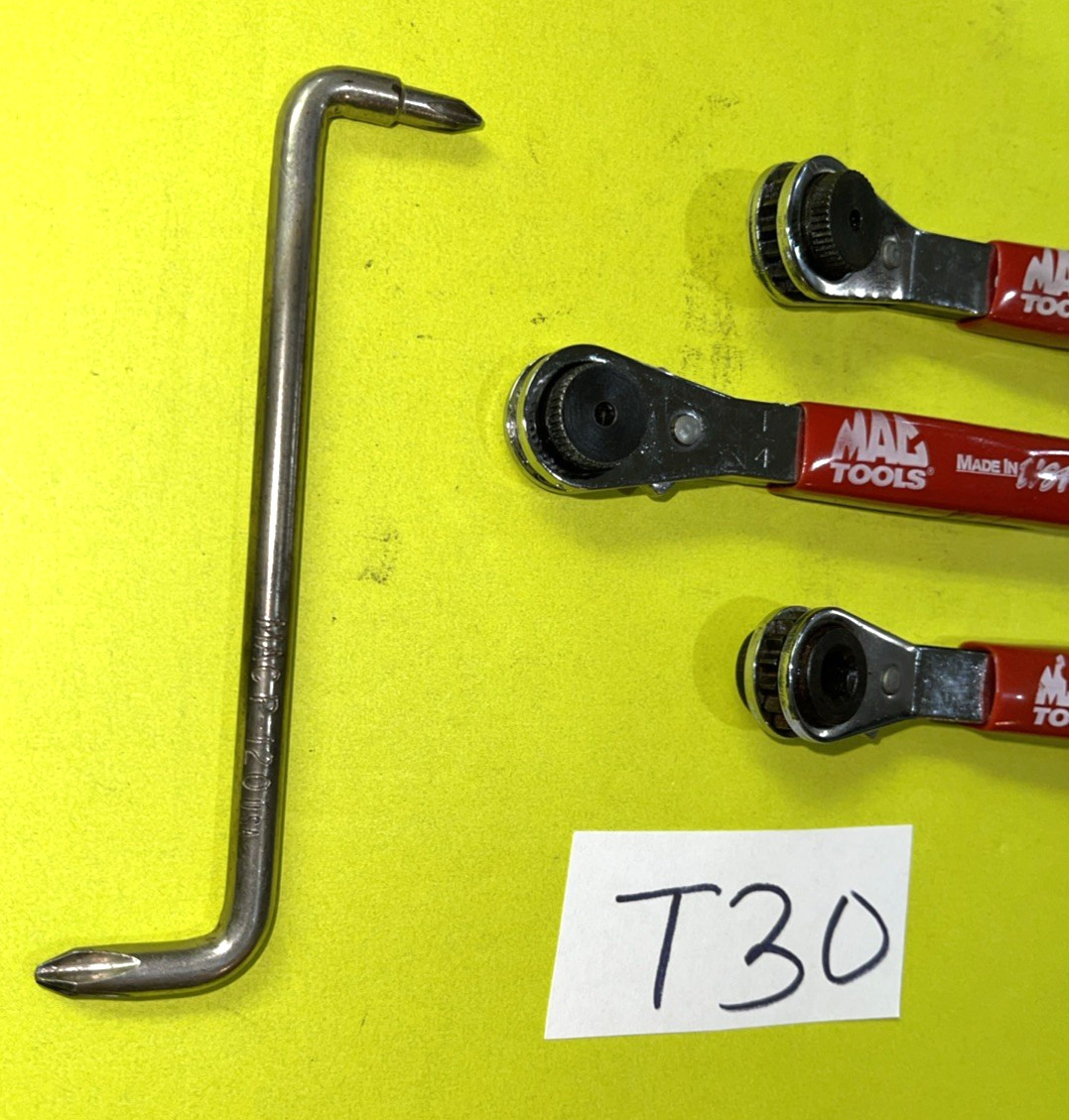 MAC TOOLS 3 PIECE 1/4 HEX BIT THUMB WHEEL RATCHETING WRENCH & OFFSET SCREWDRIVER