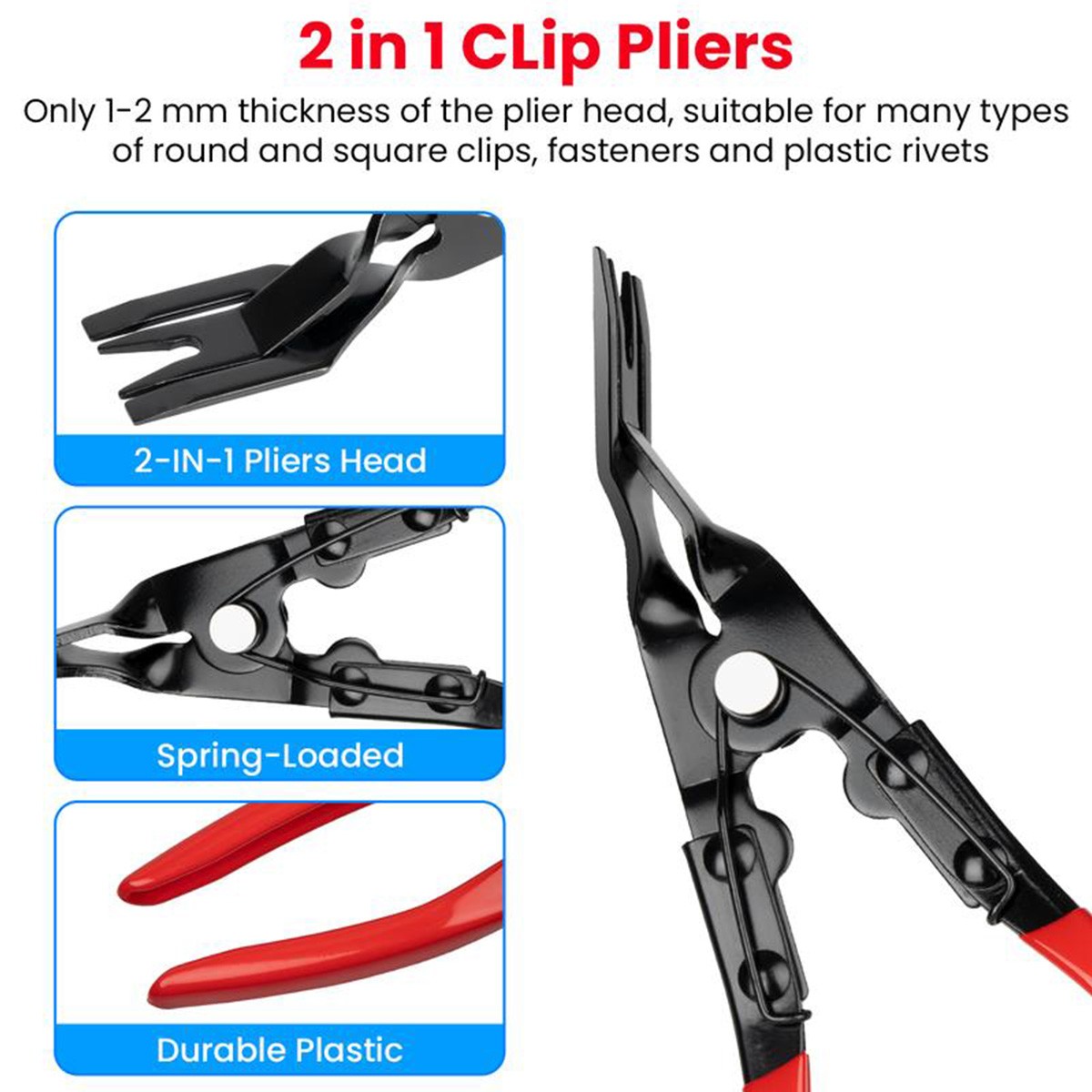 Auto Clip Pliers Set and Fastener Remover, Car Trim Rivet Removal Pry Tool