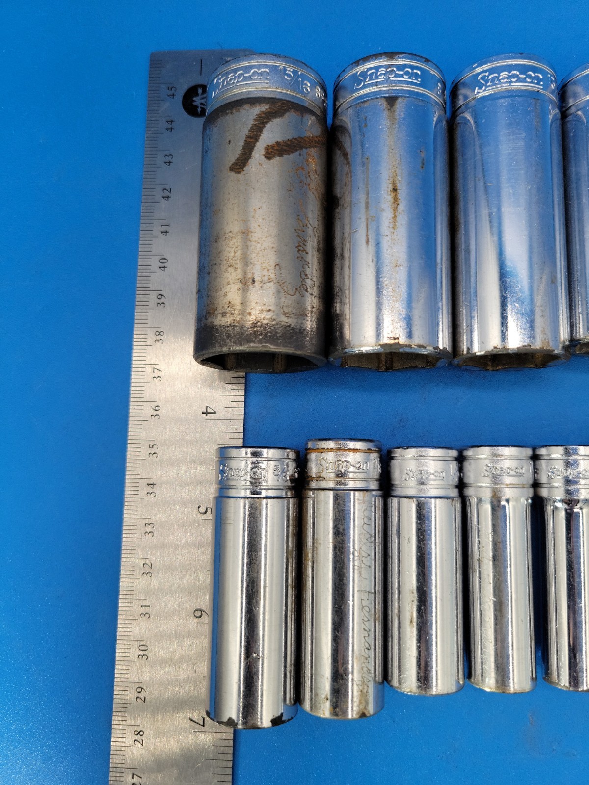 Snap-on Tools Deep Socket Set ⅜” Dr ¼” to 15/16” 6 Pt SFS Ser 12 Pcs USA S-12-10