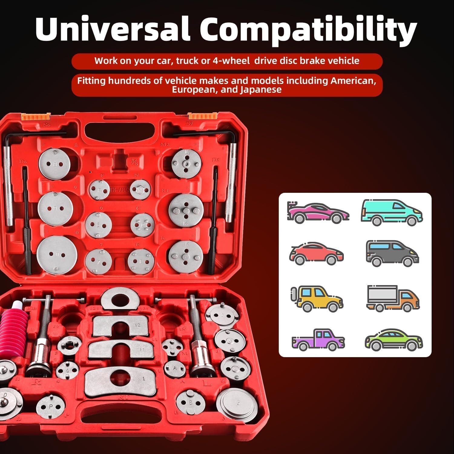 35Pcs Heavy Duty Disc Brake Caliper Tool Wind Back for Brake Pad Universal