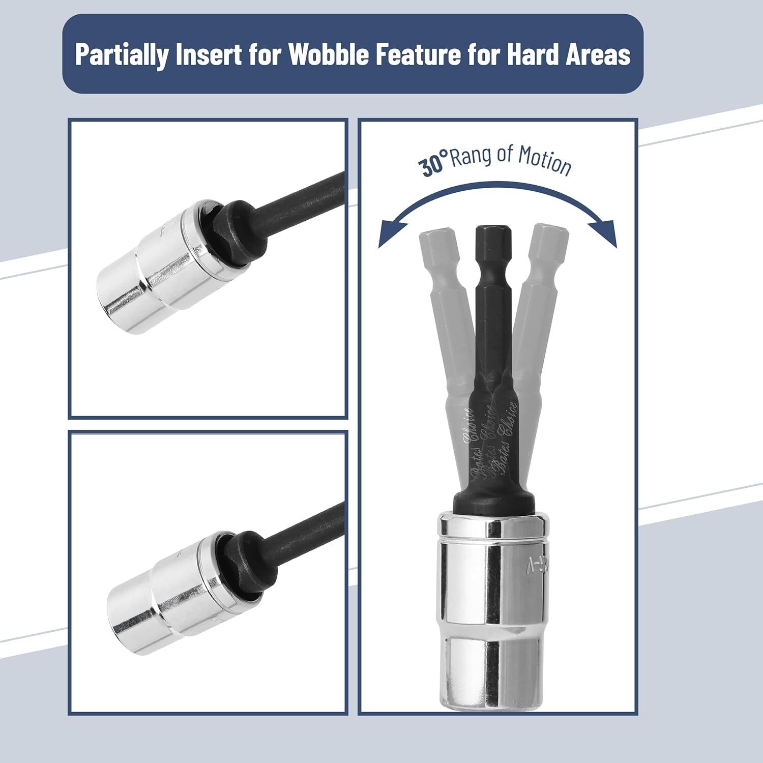 Impact Wobble Adapter Set 1/4″ Drive Hex Shank Wobble Extension Set Impact