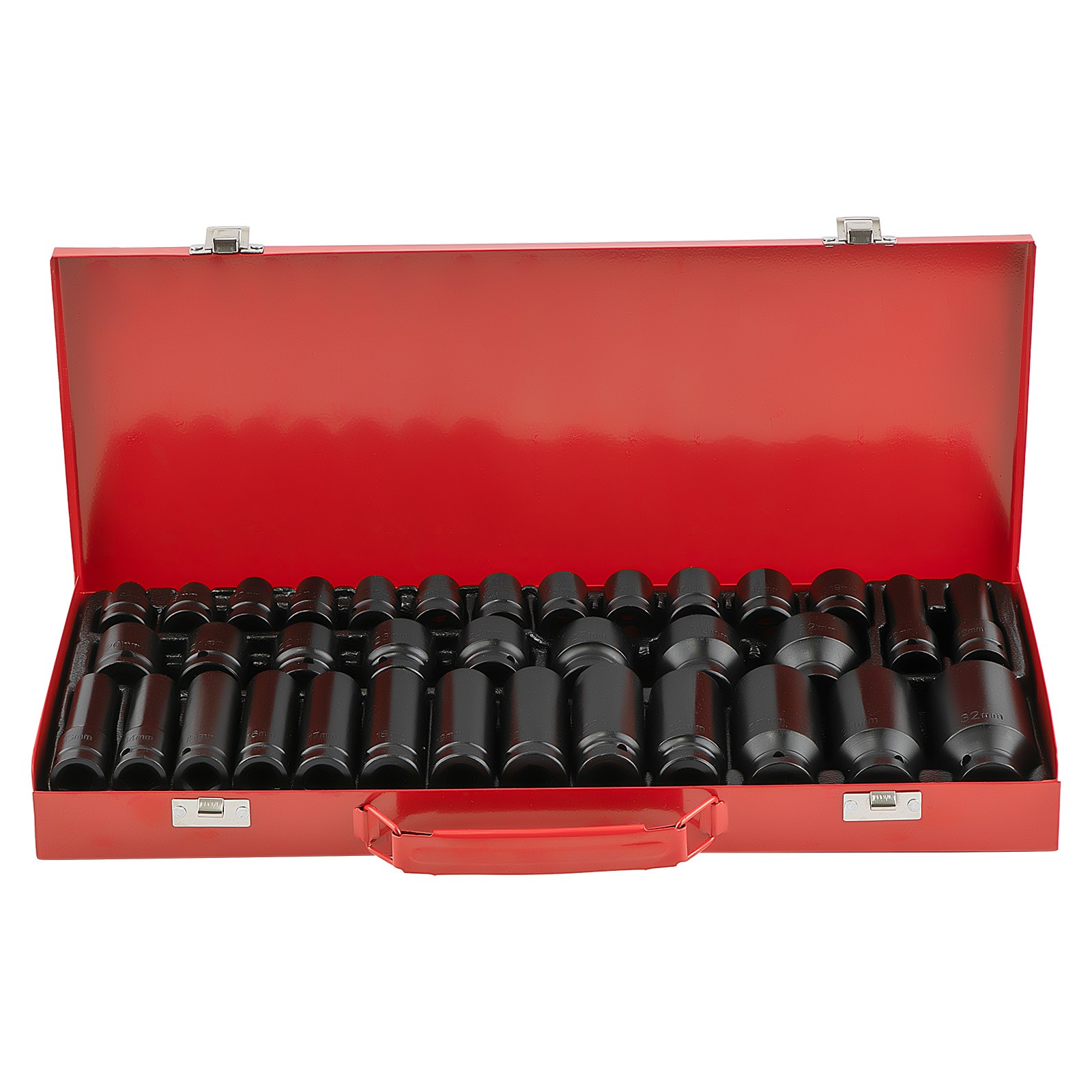 1/2″ Deep Impact Socket Set Drive 6 Point Metric Garage Tool 8 – 32mm with case