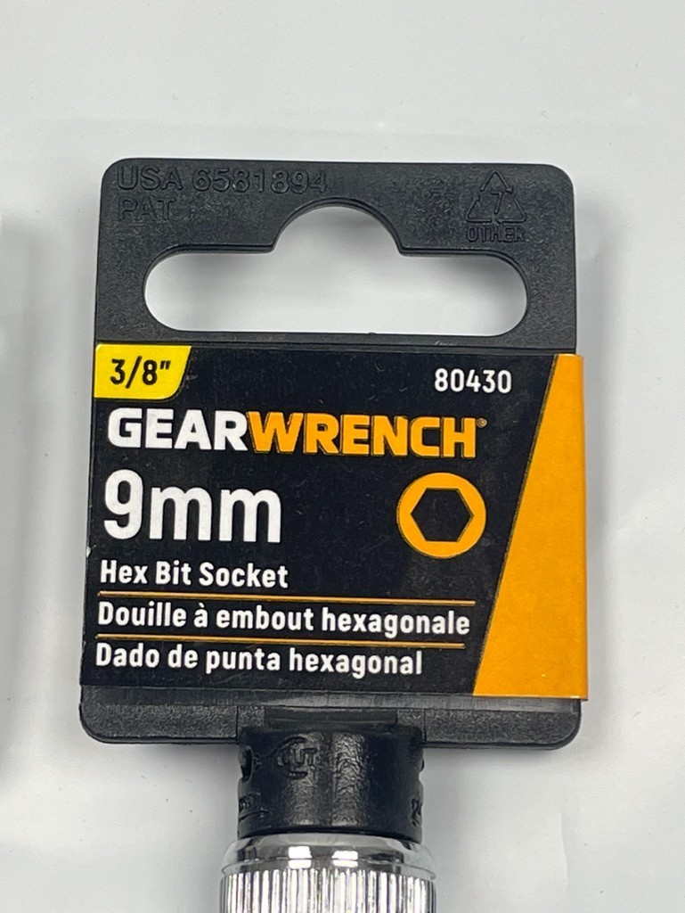 9mm GearWrench 3/8 Drive, HEX / ALLEN Bit Polished Socket , # 80430 ; 2 pack