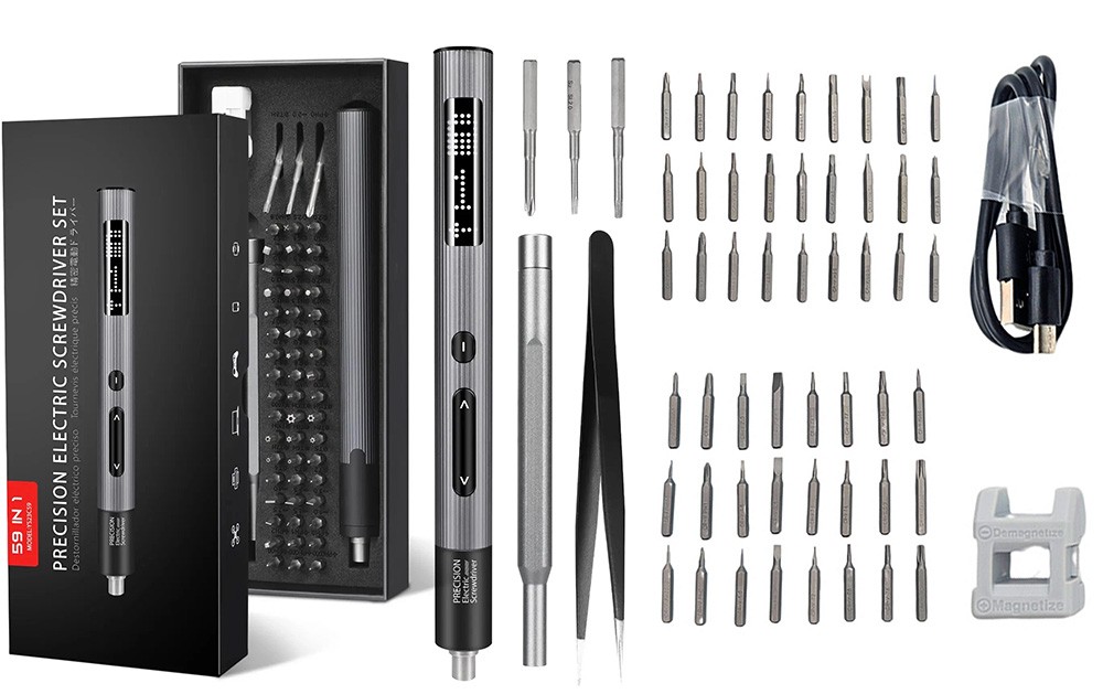 59 in 1 Precision Electric Screwdriver Set, Cordless Repair Tool Set with Ass…