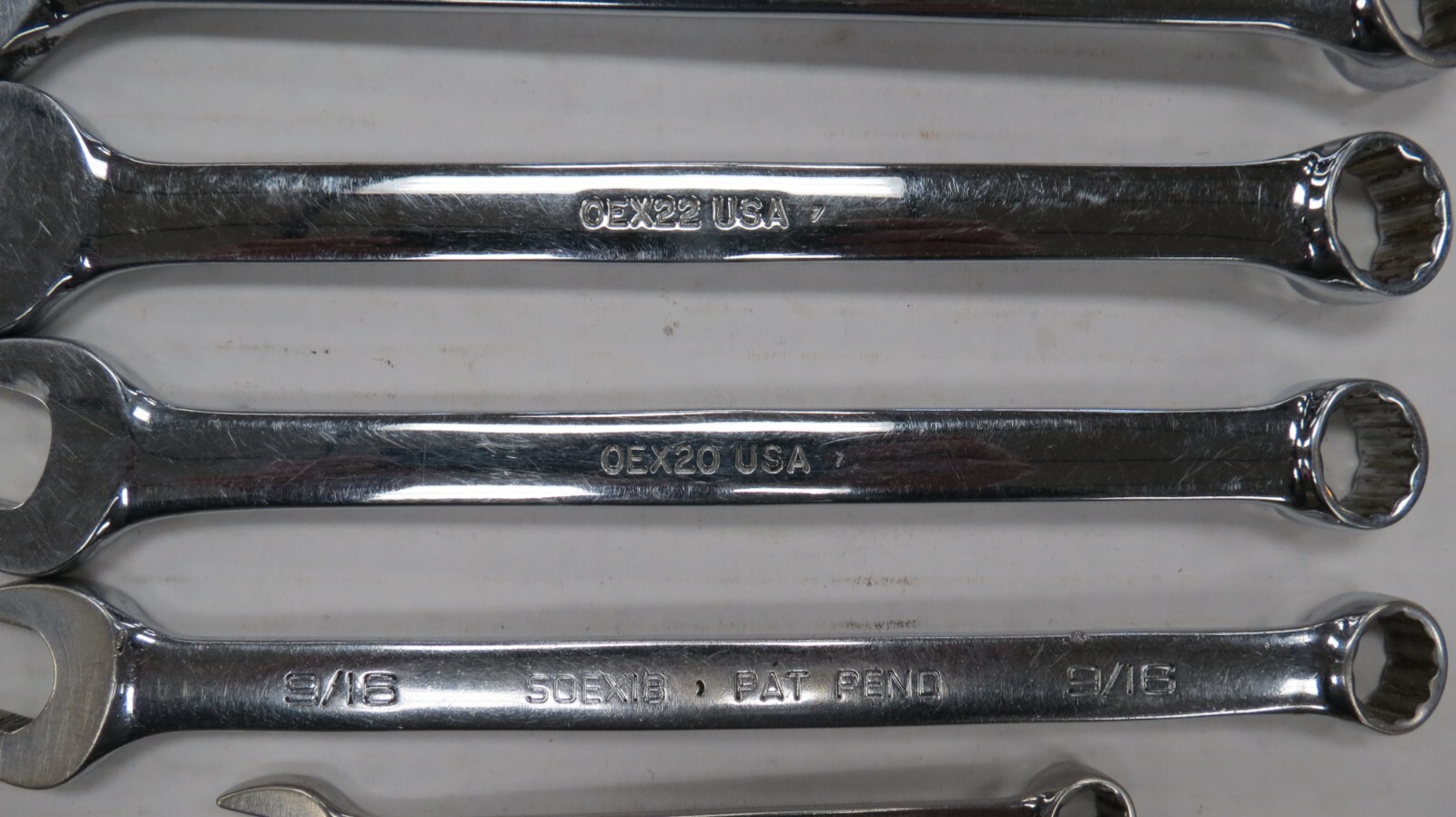 SNAP-ON 12-POINT SAE FLANK DRIVE COMBINATION WRENCHES 10PCS 5/16-7/8 OEX10 OEX28