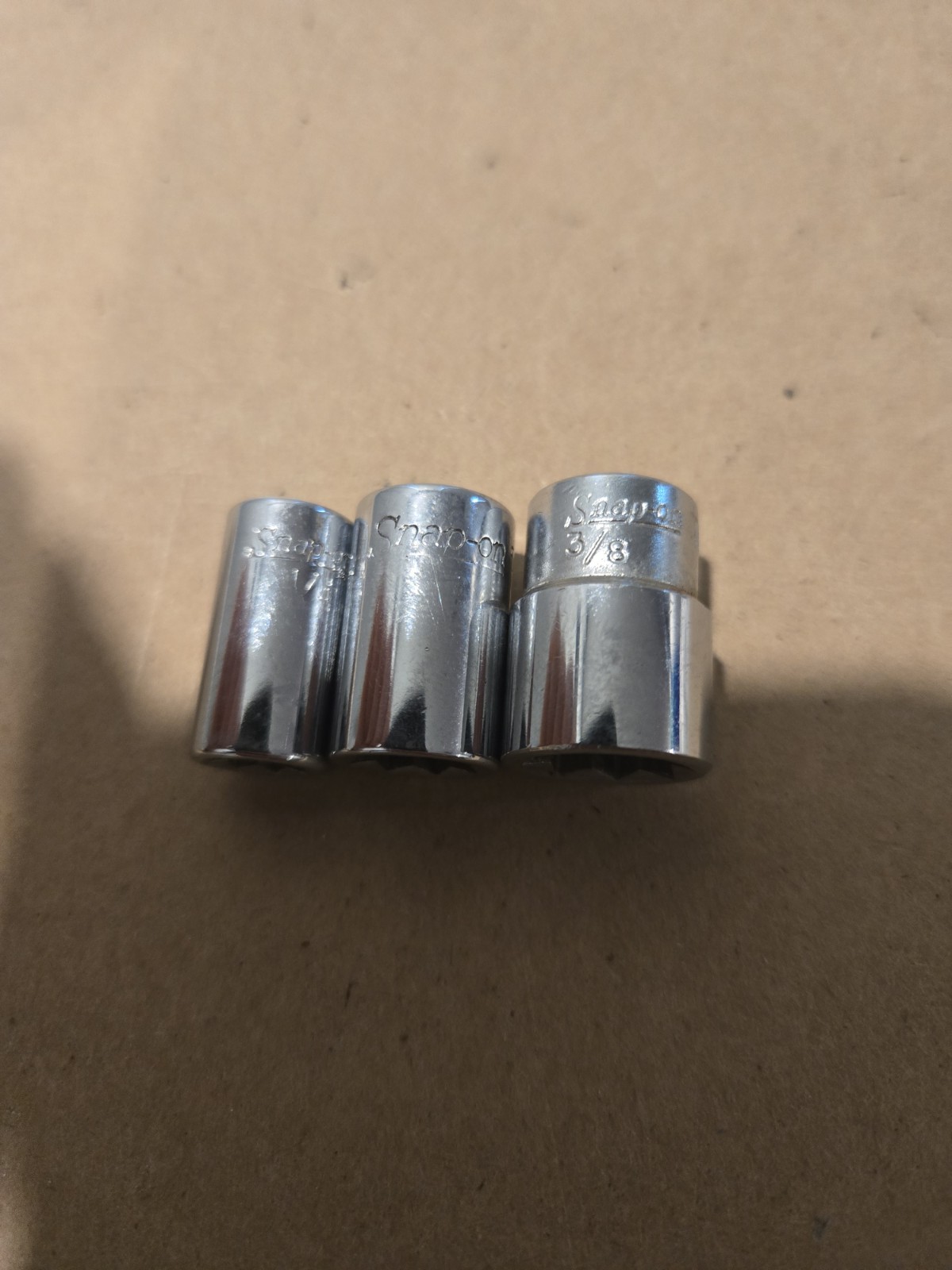 Snap On 1/4″ Drive 1/4″,5/16″,3/8″ 8PT SAE Chrome Double Square Sockets USA Lot