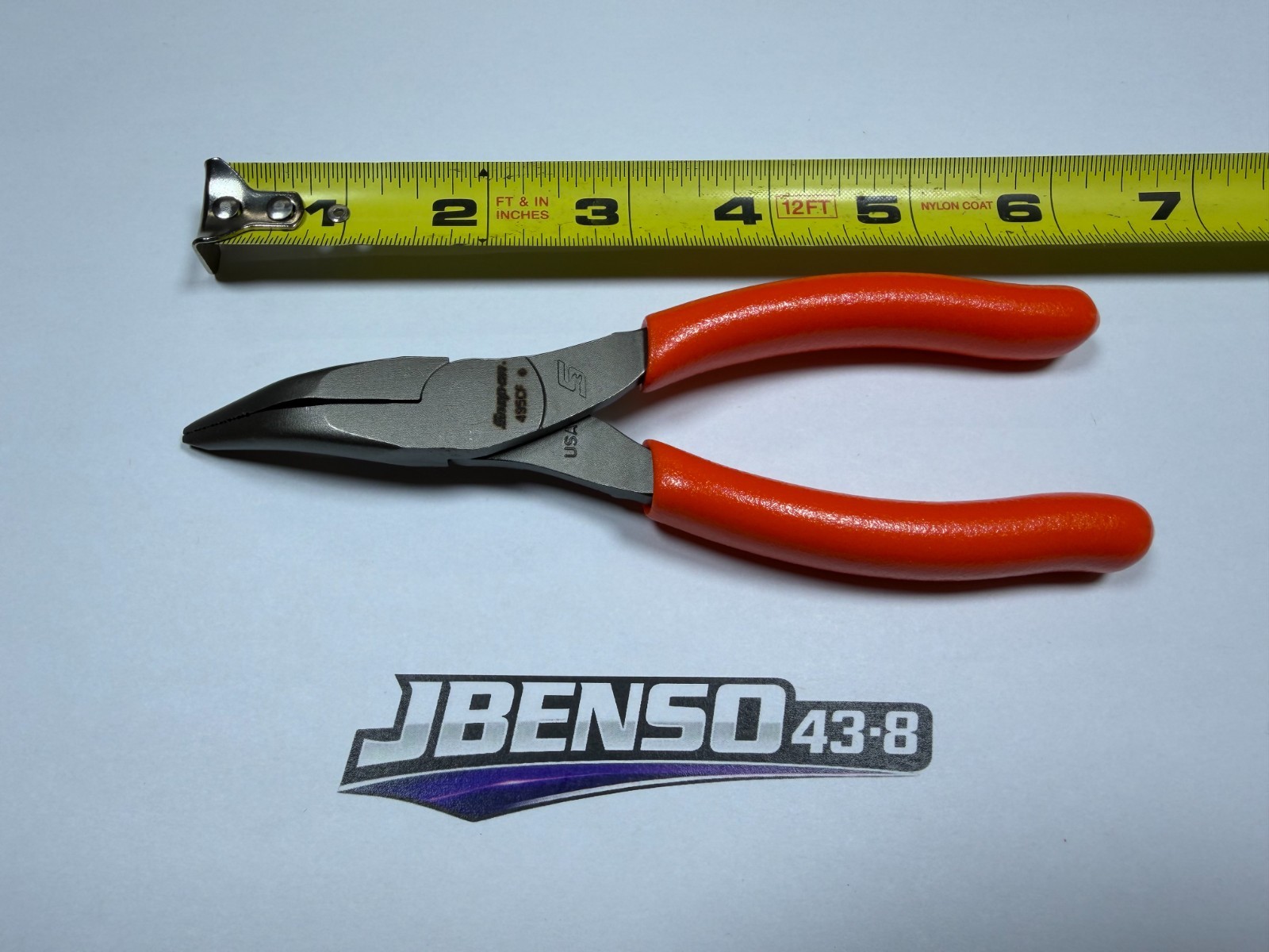 Snap-on Tools USA NEW ORANGE 6″ Soft Grip 35° Bent Needle Nose Pliers 495CFO