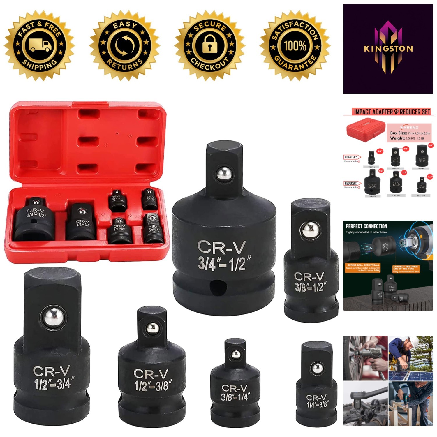 6-Piece Impact Socket Adapter Set for Ultimate Mechanic Precision