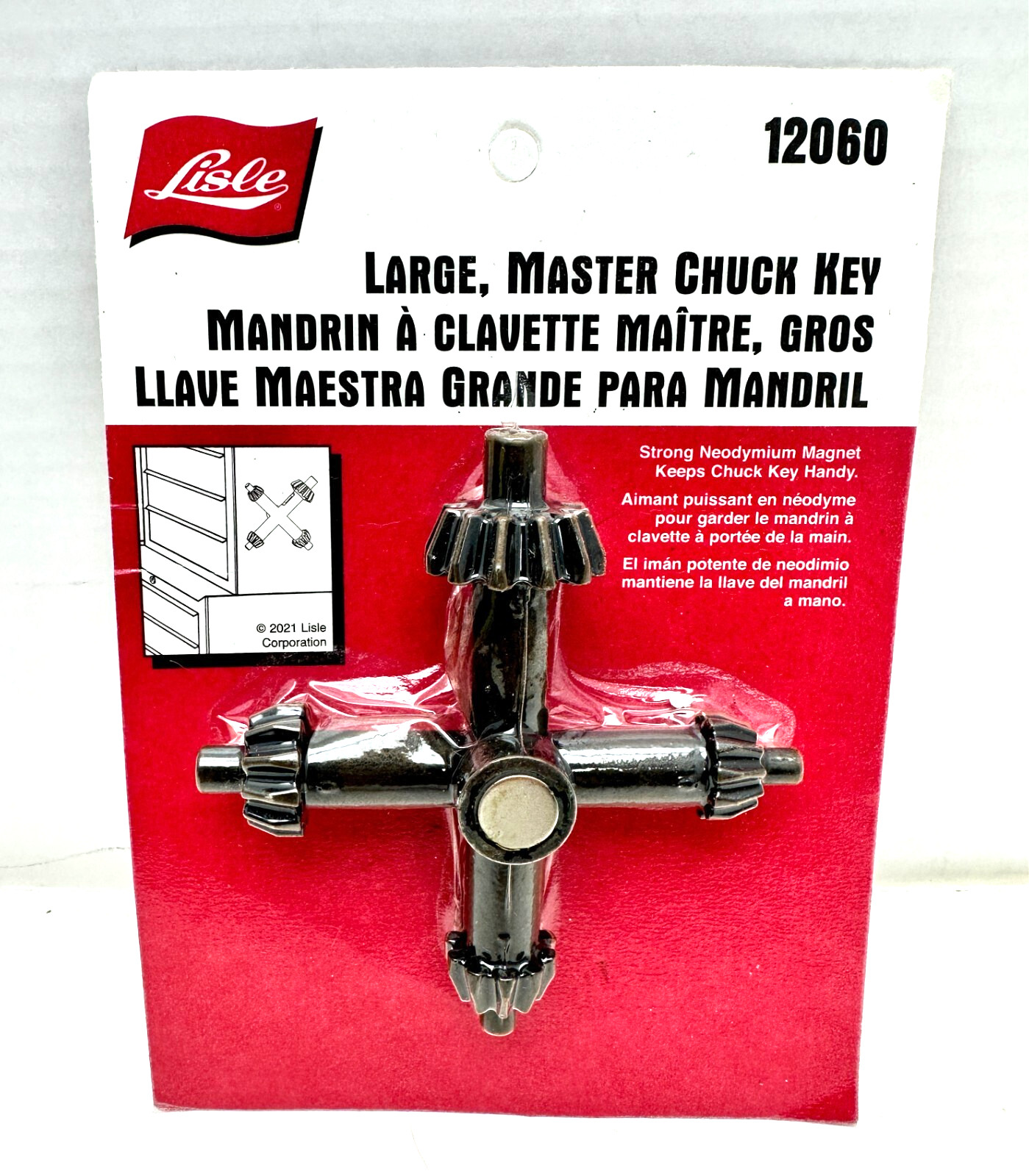 Lisle 12060 Large Master Magnetic Chuck Key w/4 Sizes-heavy duty Alloy steel