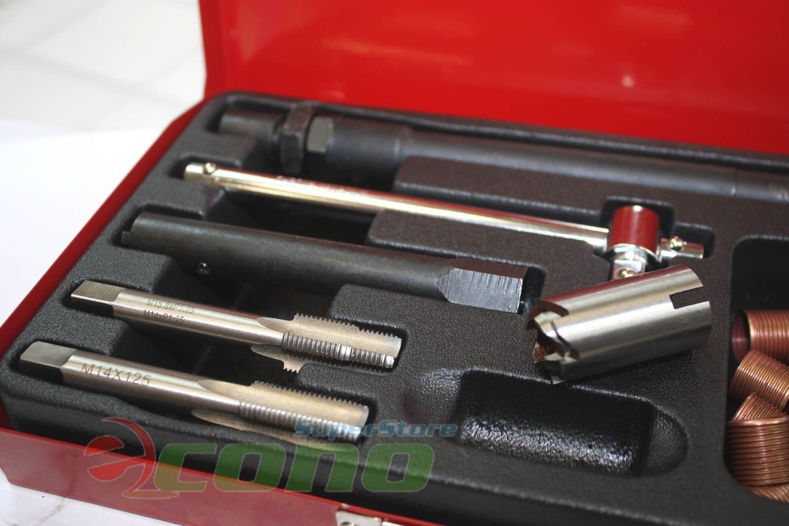 26pc Spark Plug Thread Repair Kit M14 x 1.25 w/ Metal Case