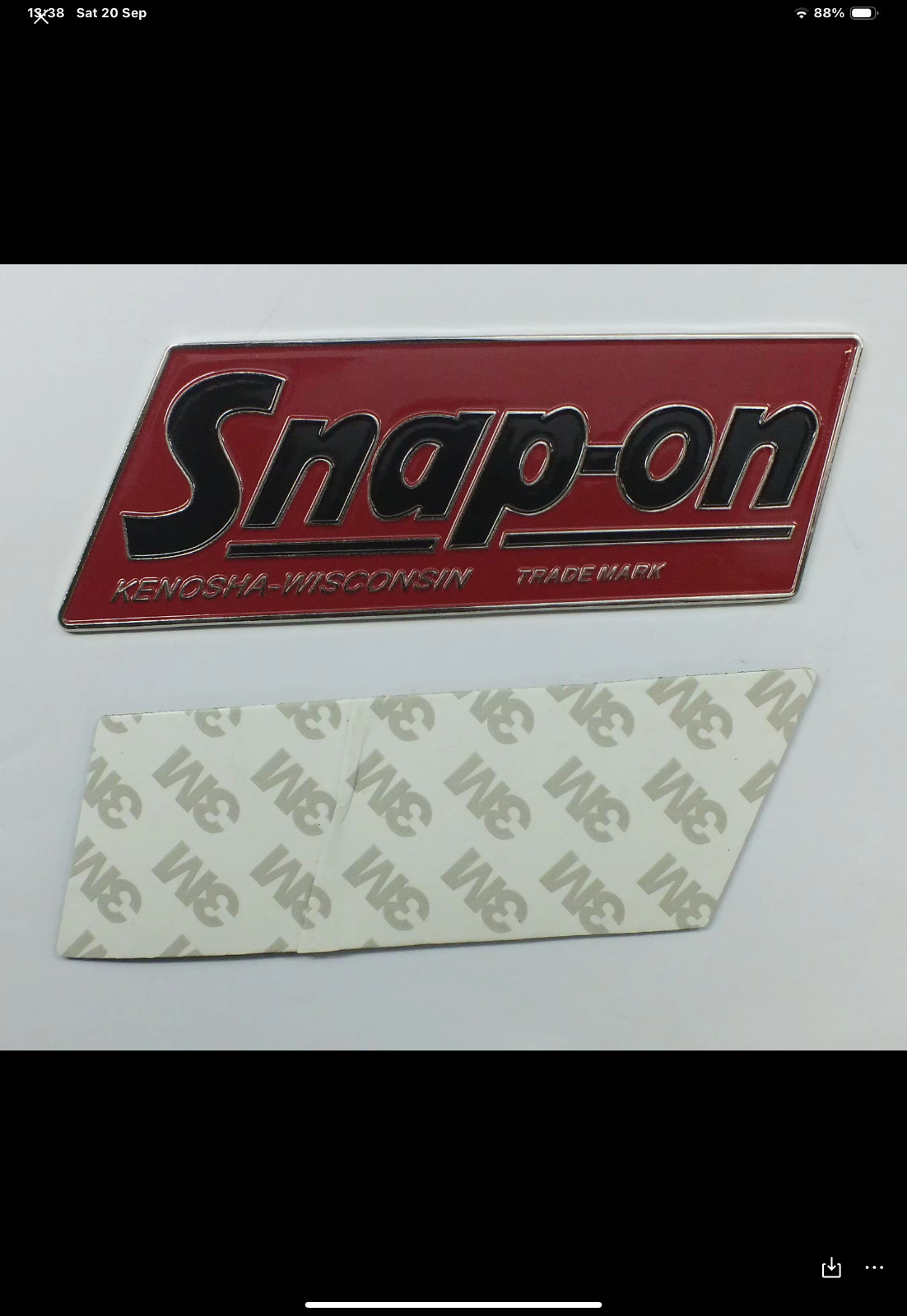 SNAP-ON Tools logo emblem VINTAGE Nameplate 1.5mm thick steel 5” x 2”.Rare.