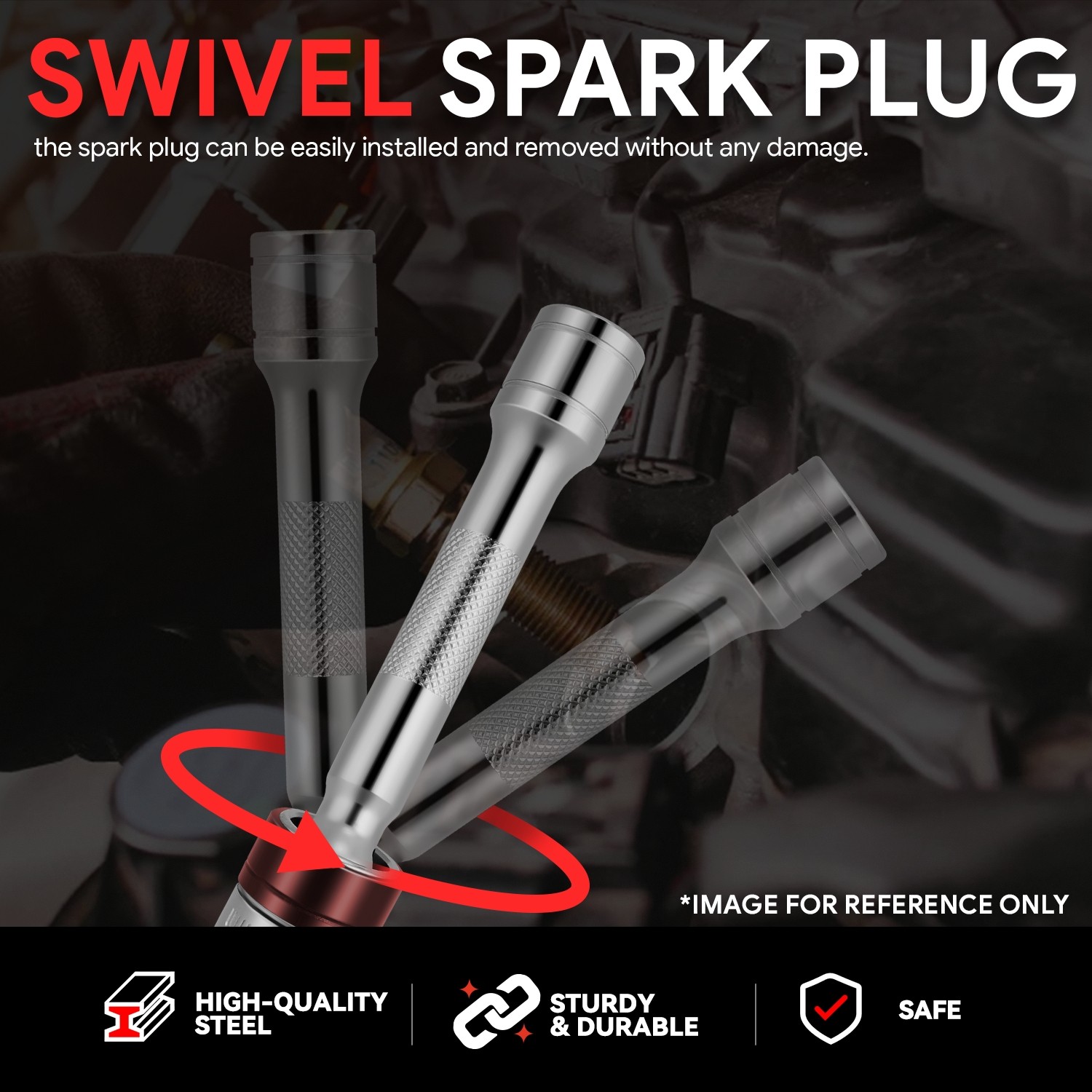 16MM SOCKET 3/8″ DRIVE RATCHET CHROME VANADIUM MAGNETIC SPARK PLUG 20� SWIVEL