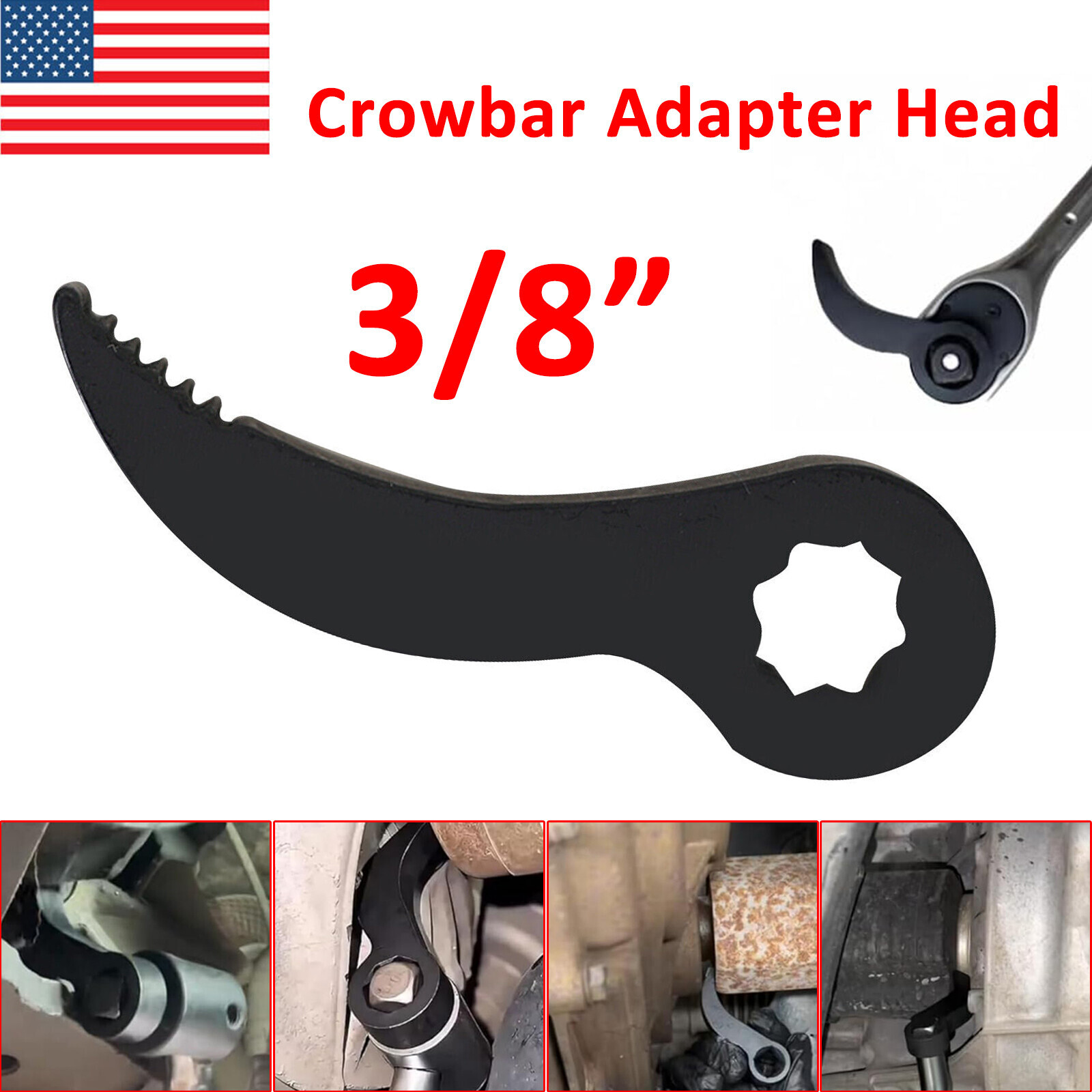 Pry Bar Wrench Adapter Head Adjustable Angle Head Crowbar Ratchet Tool 3/8″ US
