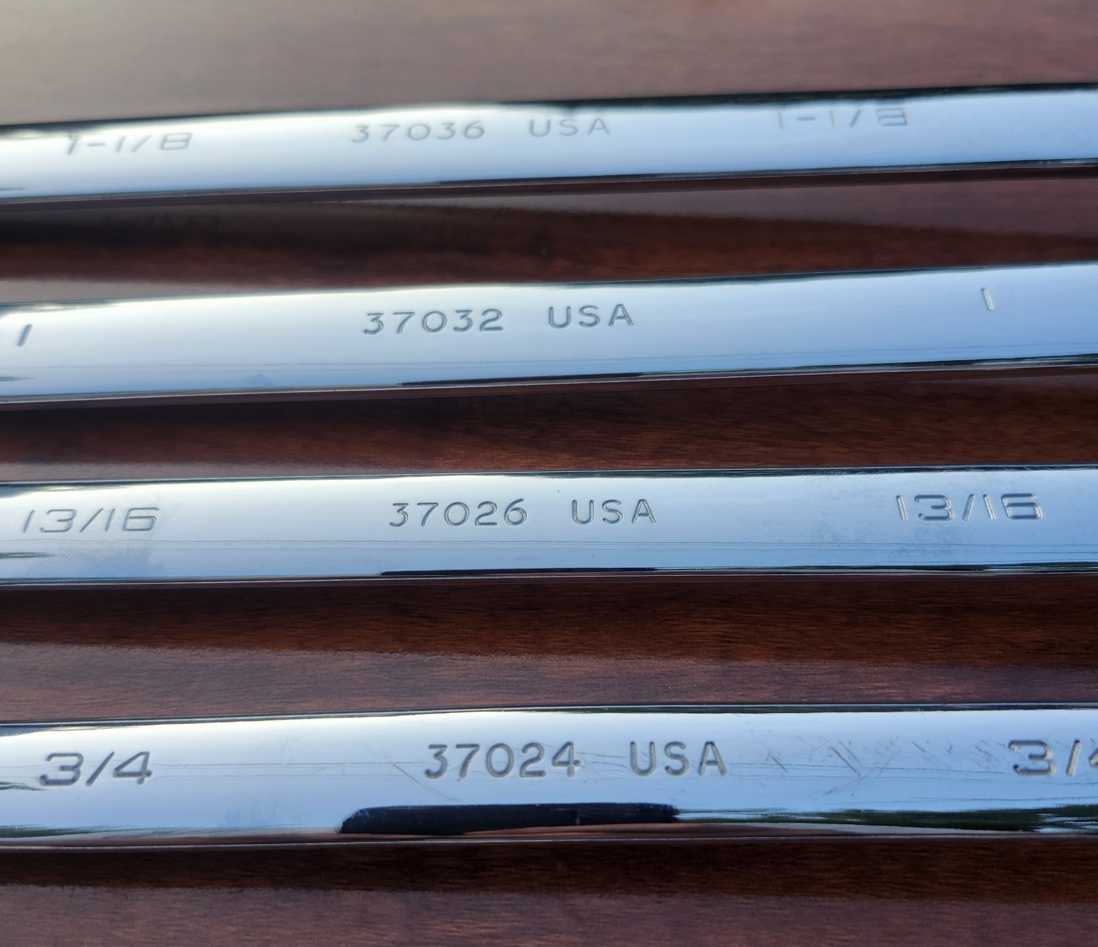 Vintage =Husky= USA 1-1/8″ to 1/4″ Full Polished Comb Wrench Set 11 Pc USA 🇺🇸
