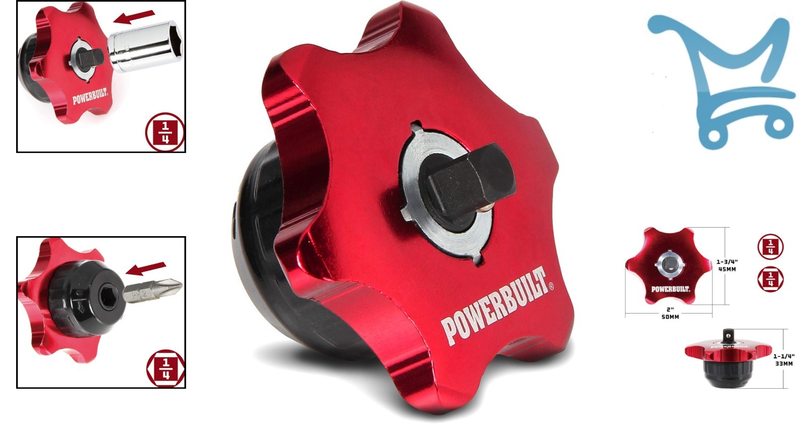 1/4-Inch Drive Finger Ratchet Dual-Sided Compact Lightweight Aluminum Reversible
