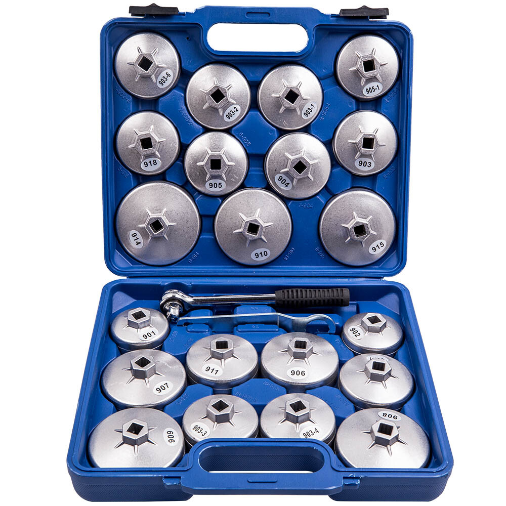 23PC Oil Filter Removal Cap Wrench Socket Ring Spanner Tool Kit Aluminium