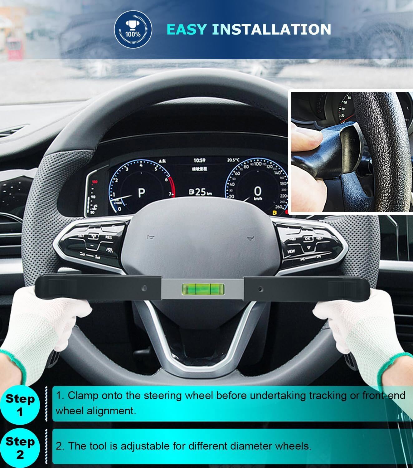 Steering Wheel Level Alignment Tool for Most Vehicle 170mm-250mm and 270mm-340mm