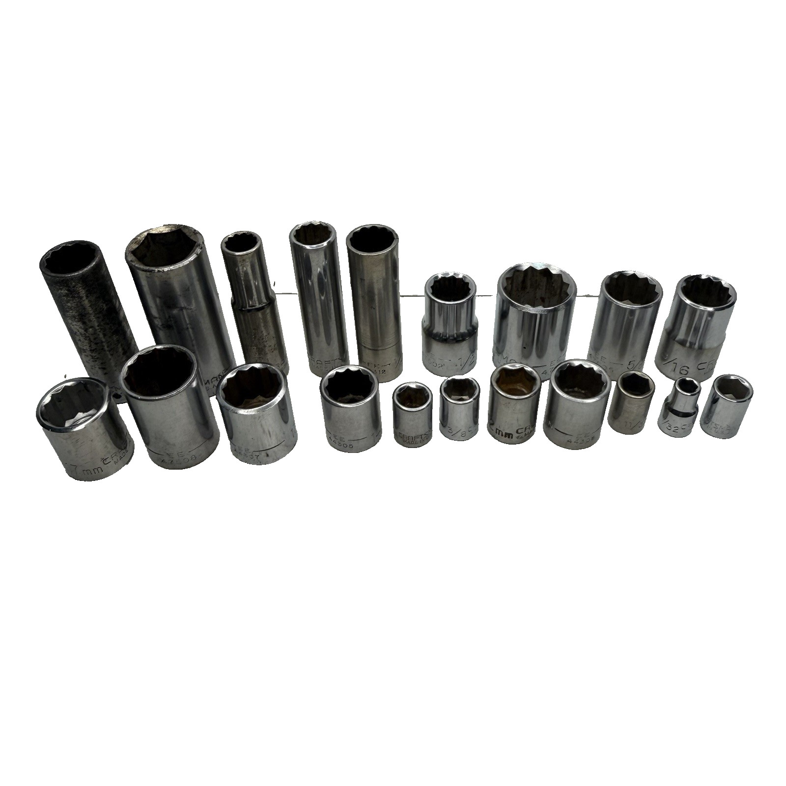 20pc Craftsman Socket Lot 1/4″ 3/8″ 1/2″ Drive SAE Metric Deep EE Series
