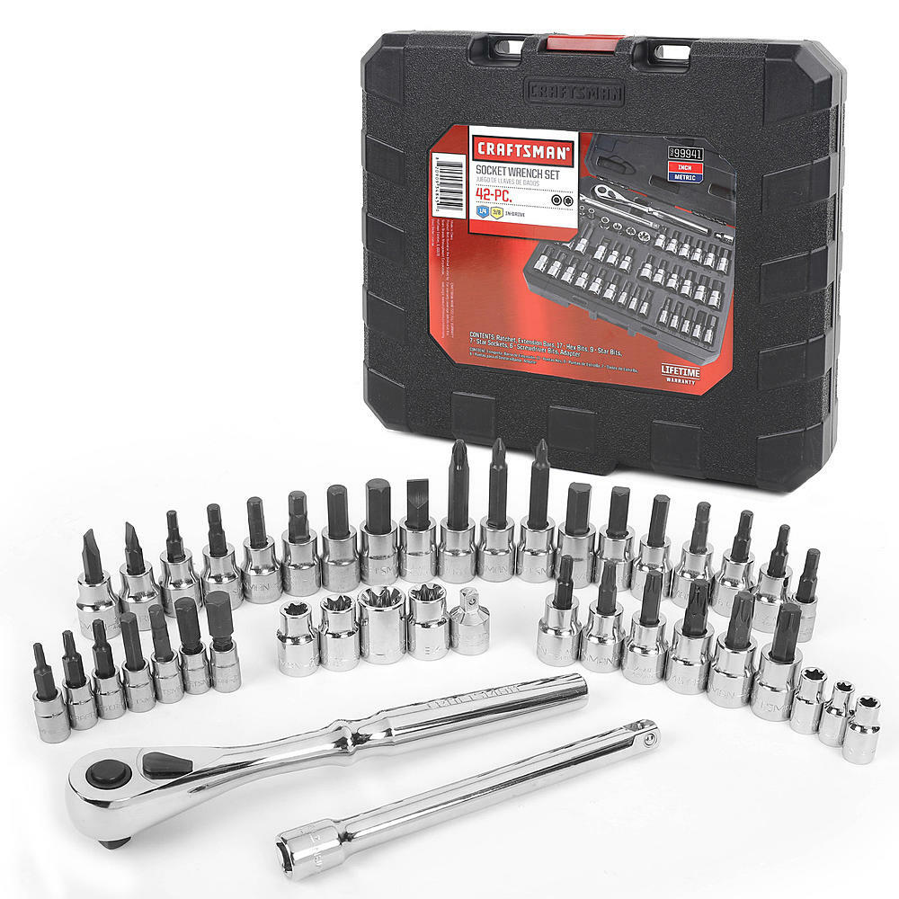 Craftsman 42 PC Piece 1/4 & 3/8 Drive Hex Screwdriver Torx Bit Socket Wrench Set