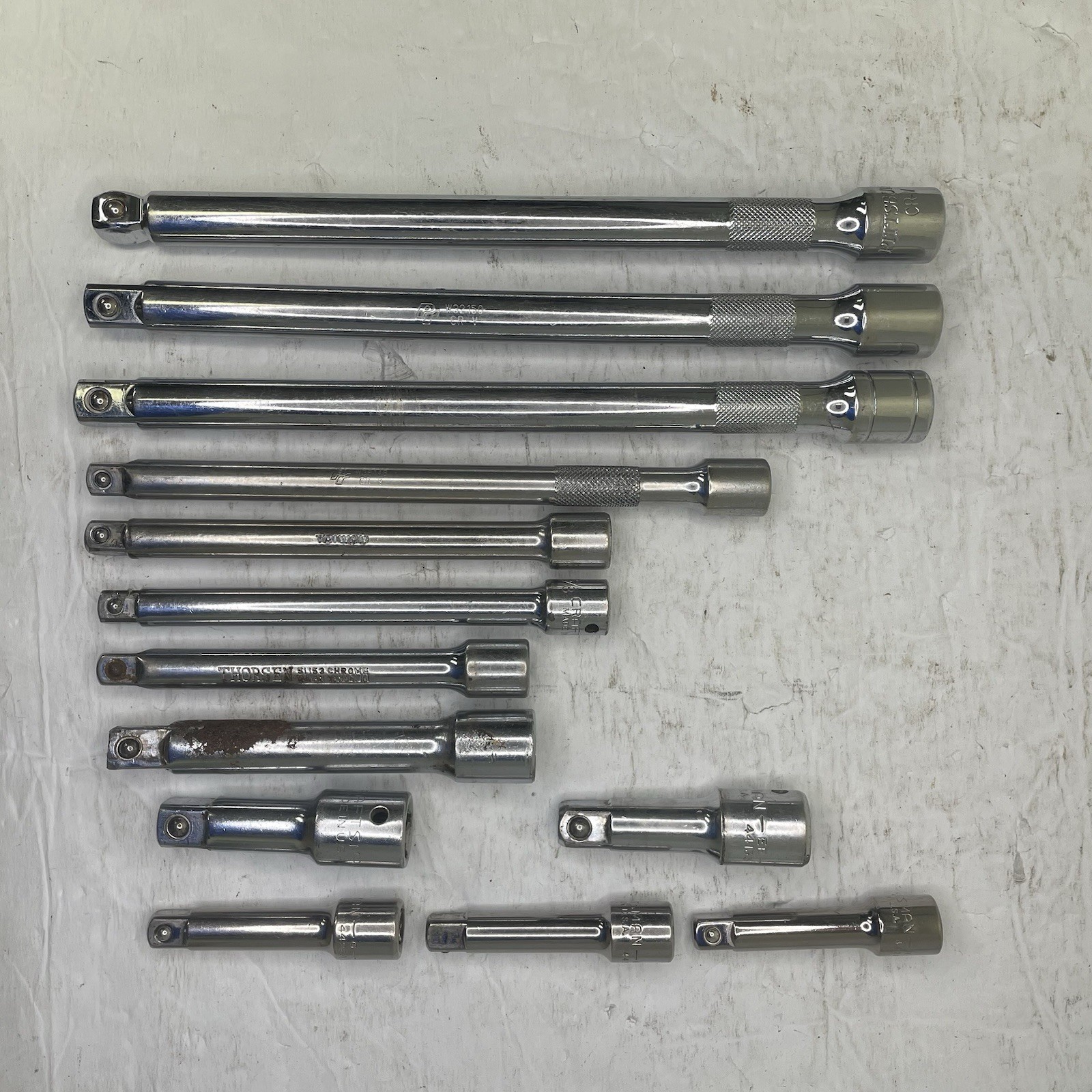 Ratchet Extensions Lot – 13pc – 3/8″ and 1/2″ Drives – 3″ to 10″ – Mixed Brands