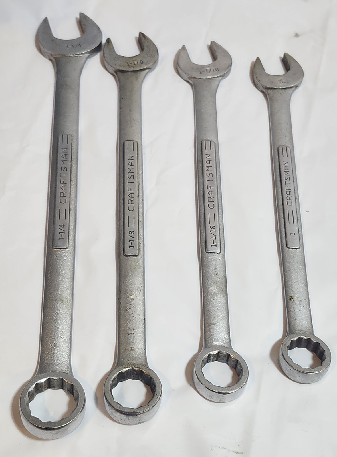 Lot (4) CRAFTSMAN 12 Point Combination Wrenches 1″, 1-1/16″, 1-1/8″, 1-1/4″