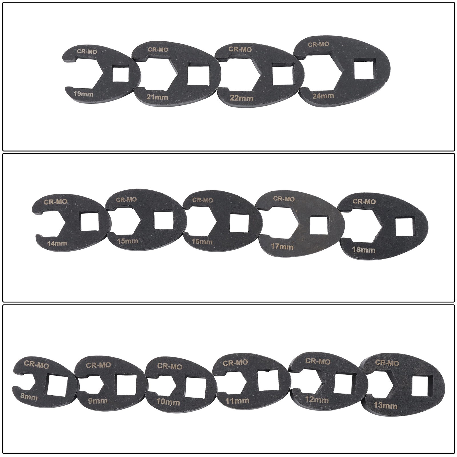 LABLT 15 Pieces Crowfoot Wrench Set Metric 8 – 24 MM 3/8″ & 1/2″ Drive Flare Nut