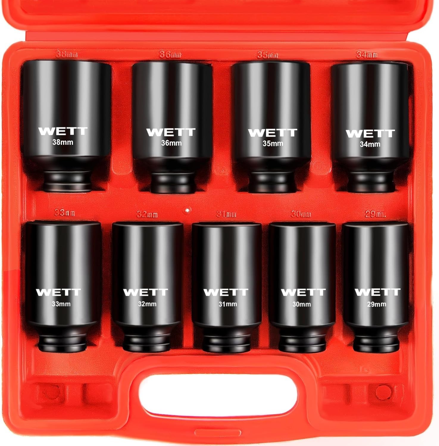 Essential 9-Pc 1/2″ Drive Deep Impact Sockets – Chrome Vanadium, Black Finish