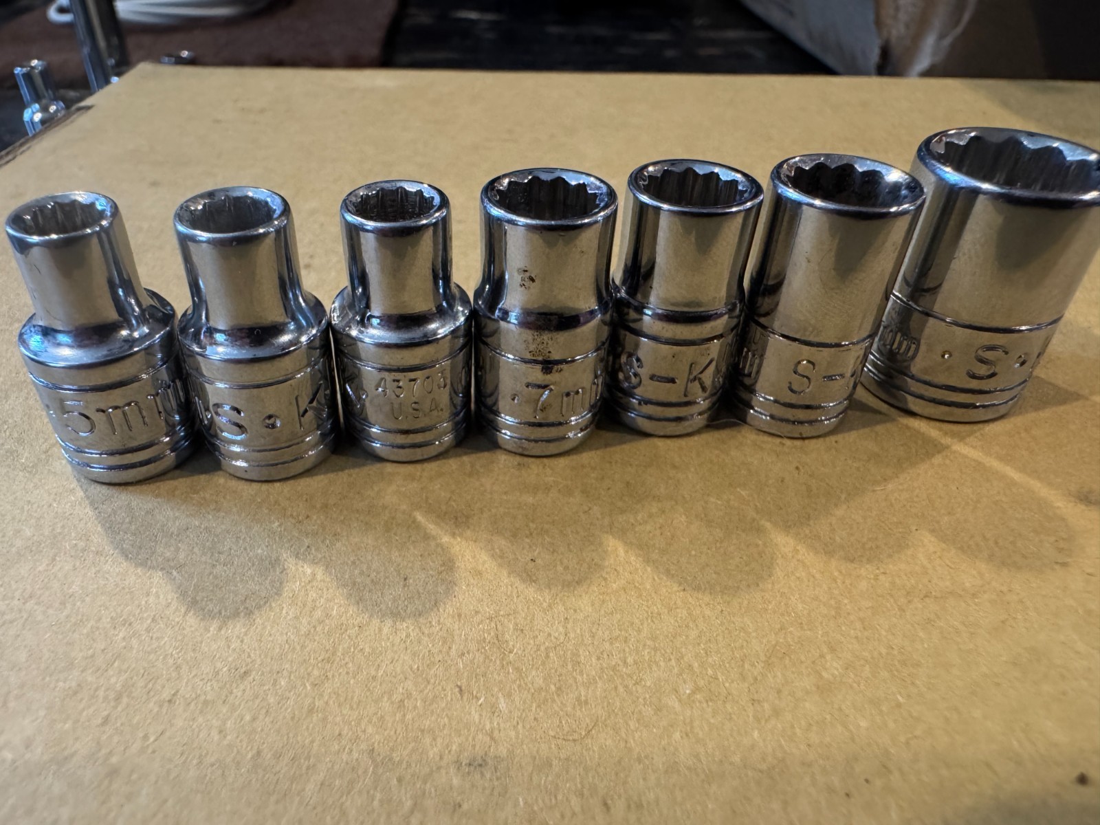 SK S•K tools 1/4 12 point sockets 5mm 5.5mm 7mm 8mm 11mm MADE IN THE USA