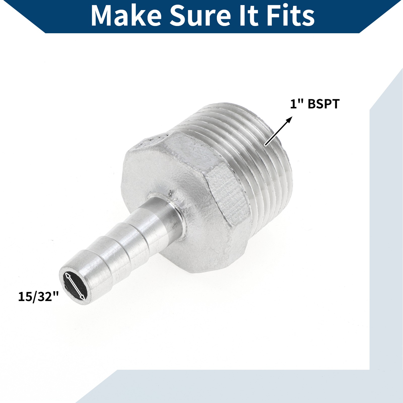 Barb Fittings 15/32″ OD 1″ BSPT Male Fittings a Compression 1 Set