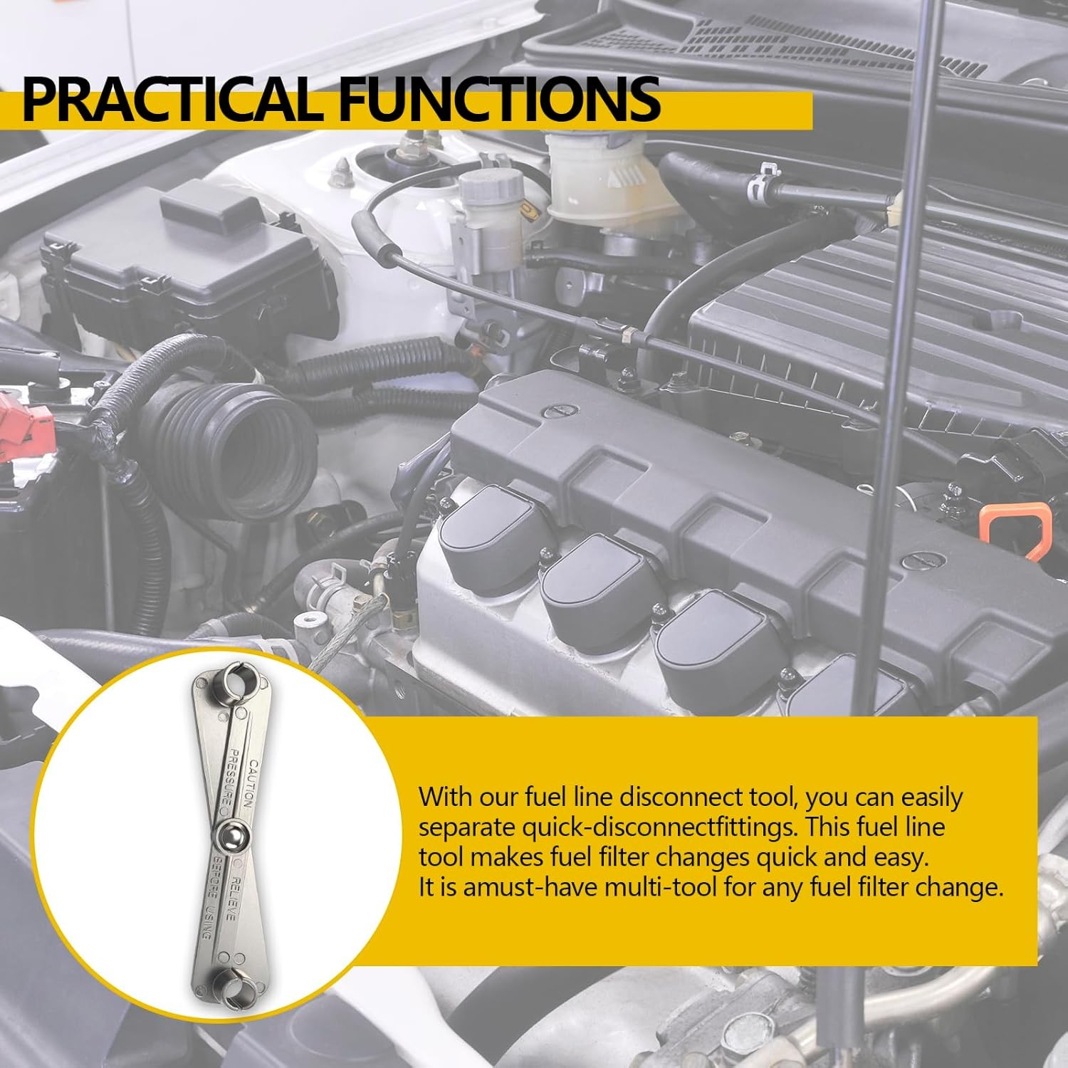2 in 1 Fuel Line Disconnect Tool Set 3/8 and 5/16 Quick Release Wrench