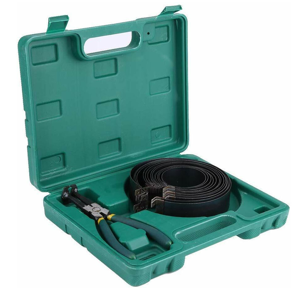 Professional 14Pcs Piston Ring Compressor With Ratcheting Plier & Carrying Case