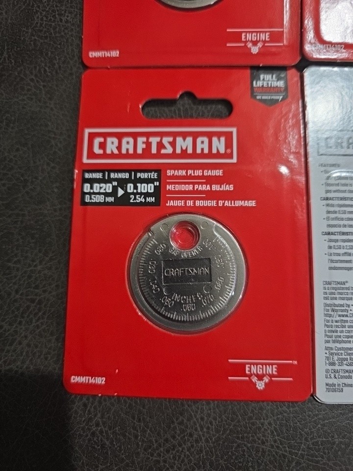 Craftsman Spark Plug Gauge Range (4) Total 0.020”-0.100” CMMT14102